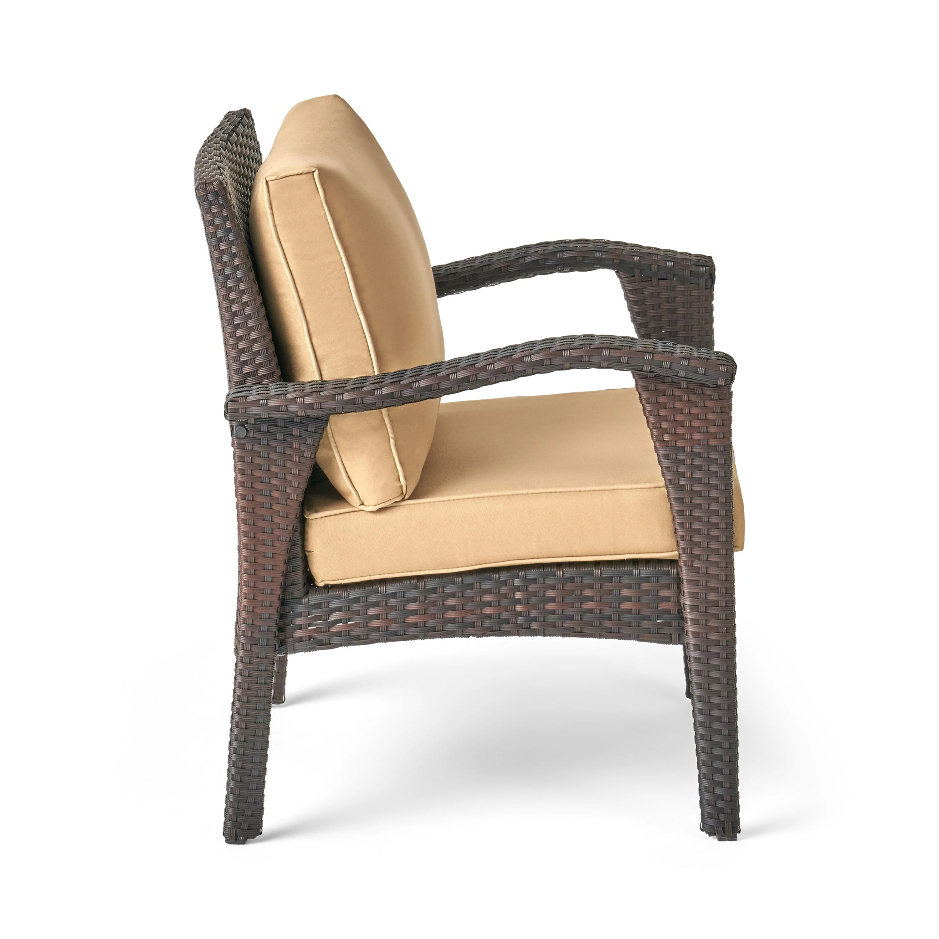 HONOLULU Brown Club Chair Set of 2 with Weather-Resistant Wicker Finish and Cushions - Image 10