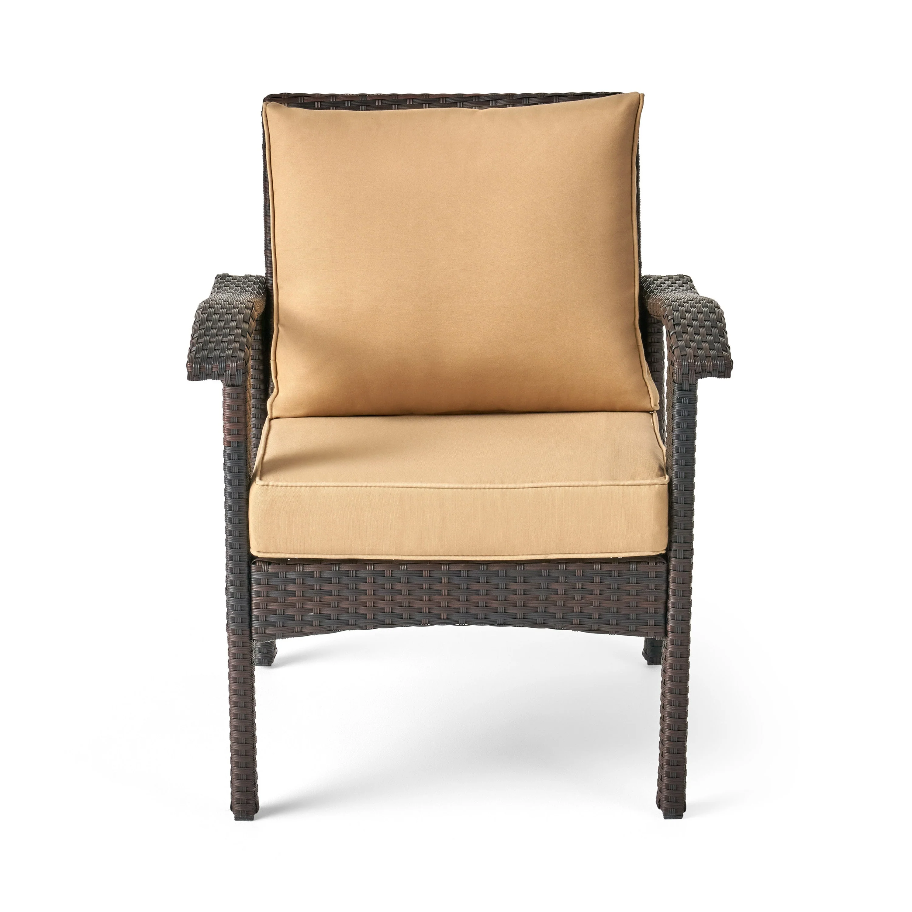 HONOLULU Brown Club Chair Set of 2 with Weather-Resistant Wicker Finish and Cushions - Image 7