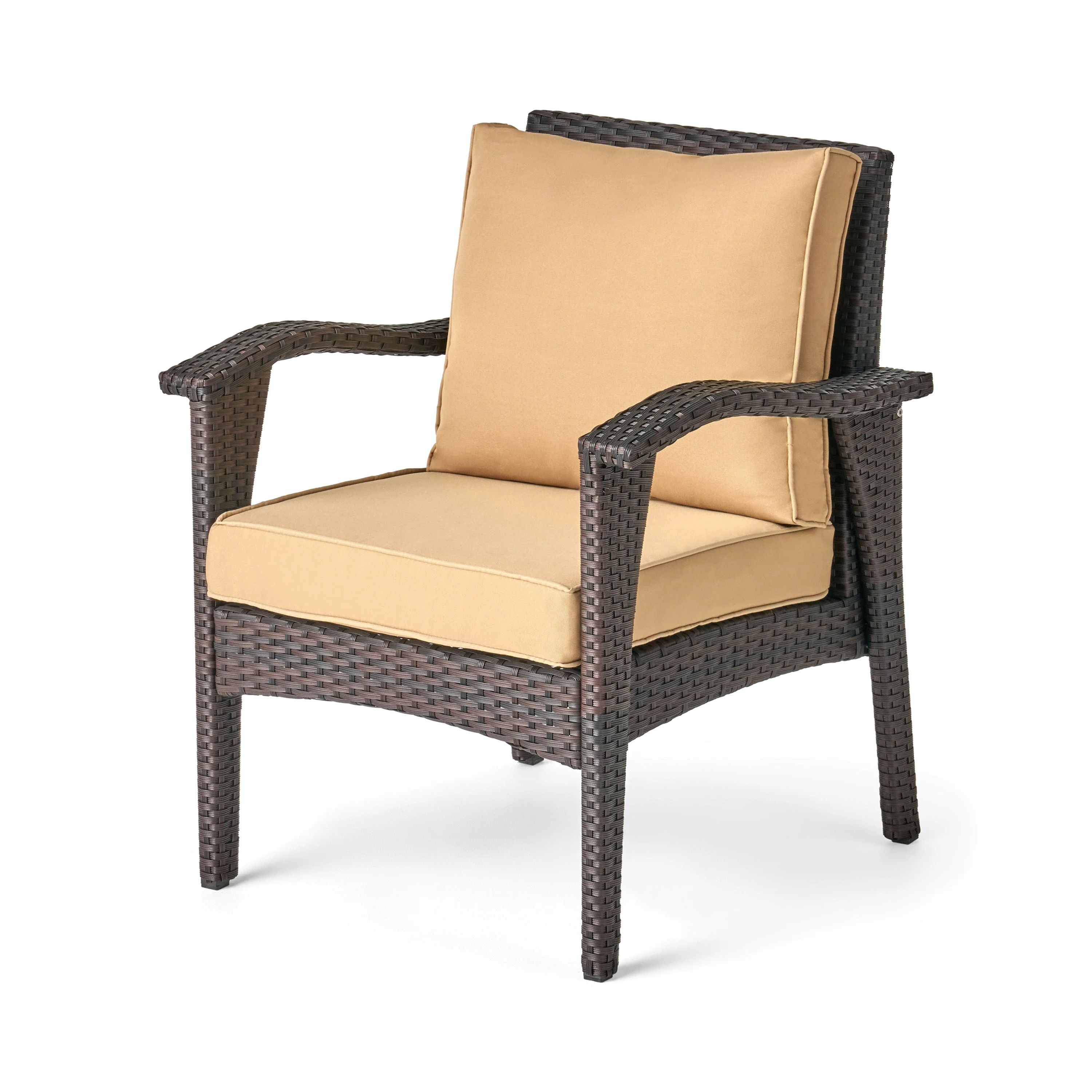 HONOLULU Brown Club Chair Set of 2 with Weather-Resistant Wicker Finish and Cushions - Image 8