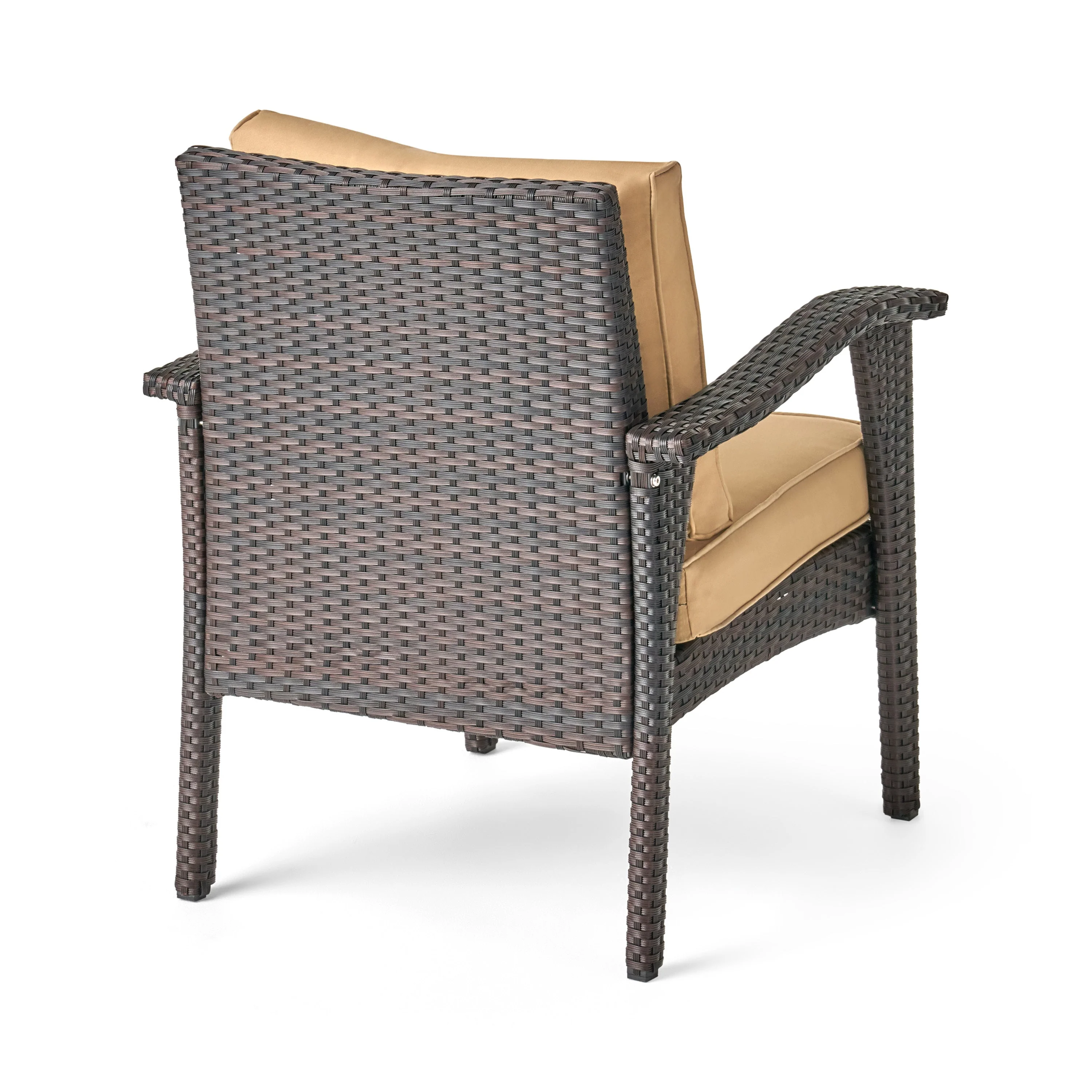 HONOLULU Brown Club Chair Set of 2 with Weather-Resistant Wicker Finish and Cushions - Image 9