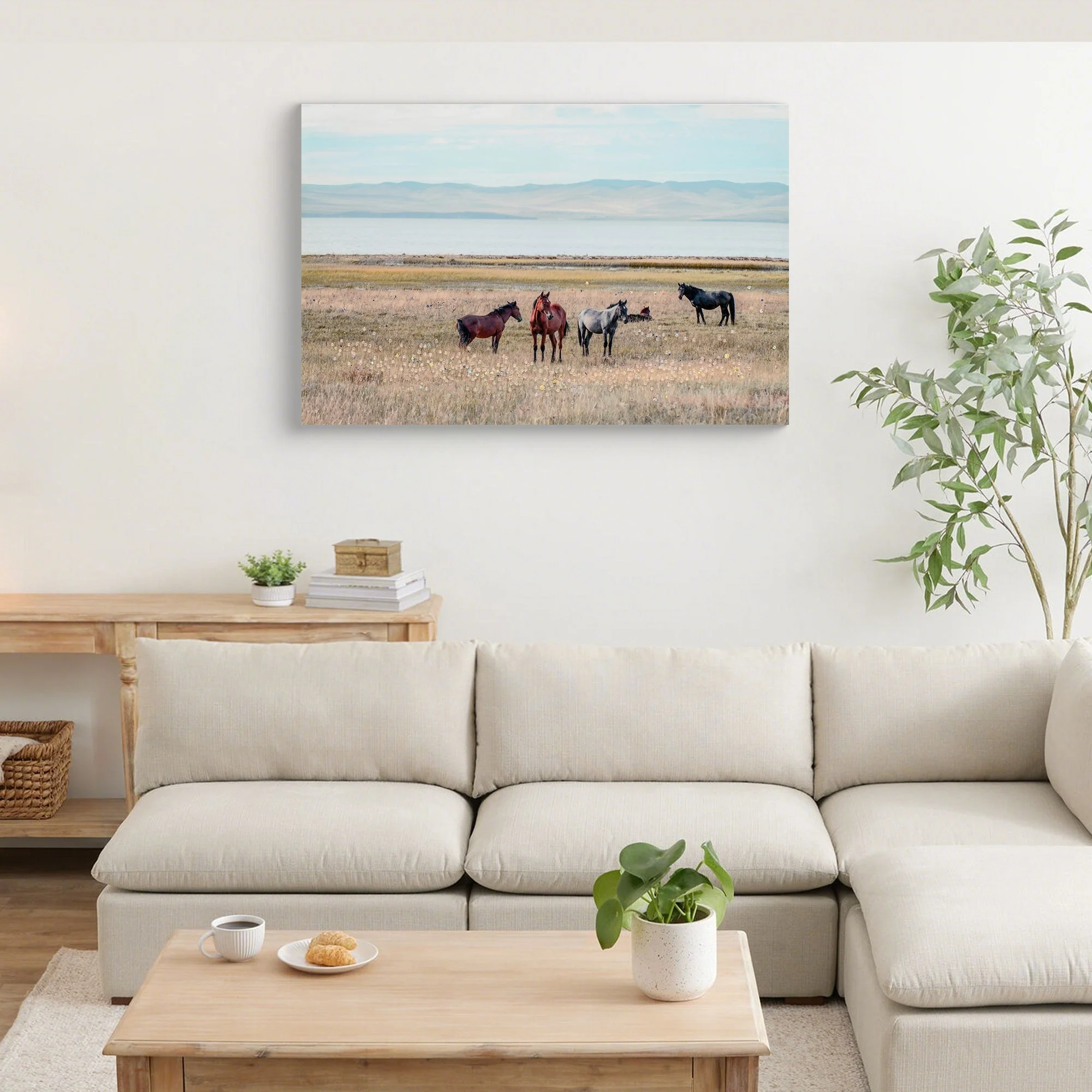 Horse Framed Wall Art Decor: Country Western Farmhouse Wood Painting - Image 2
