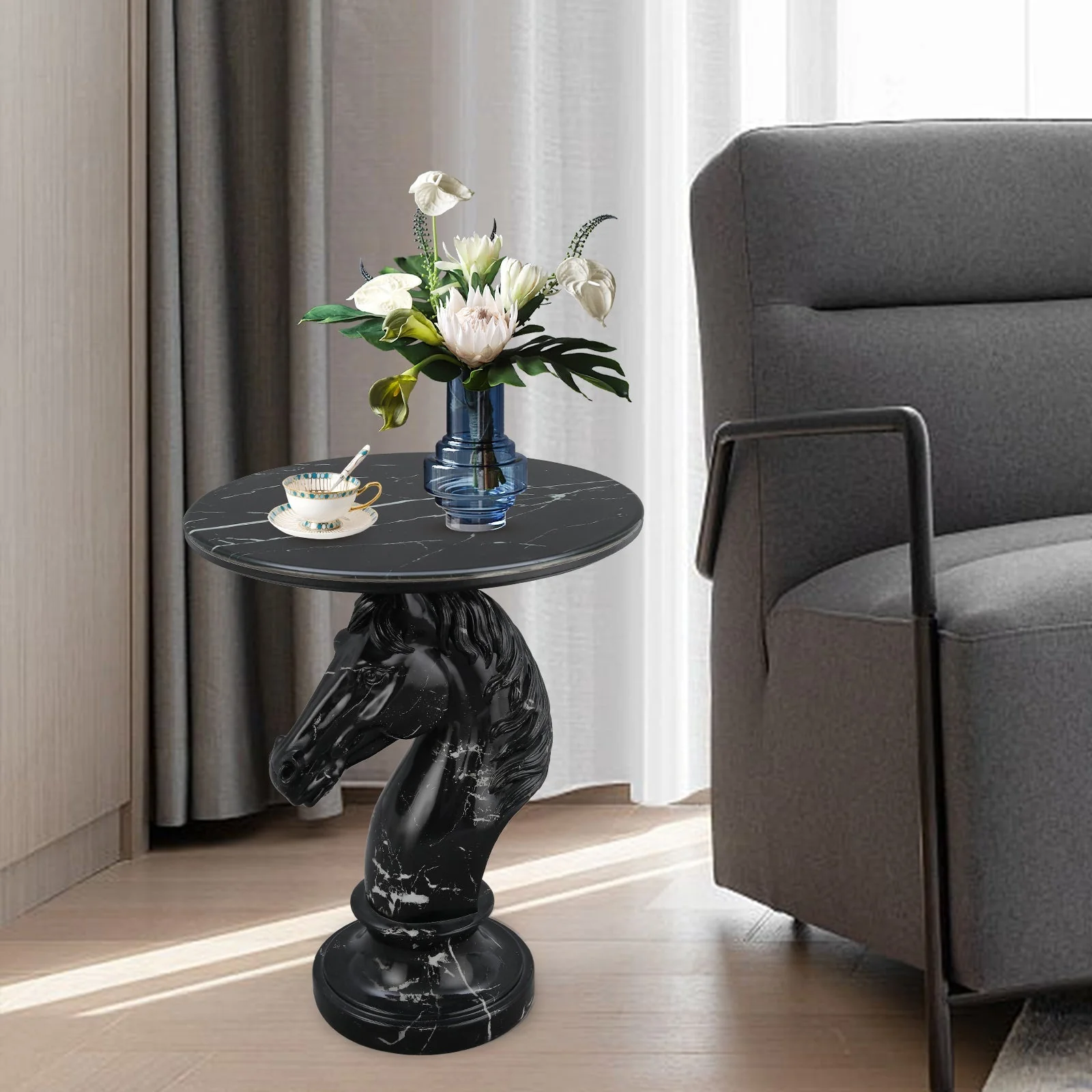 Horse Head Accent Table Animal Statue End Table - Image 12
