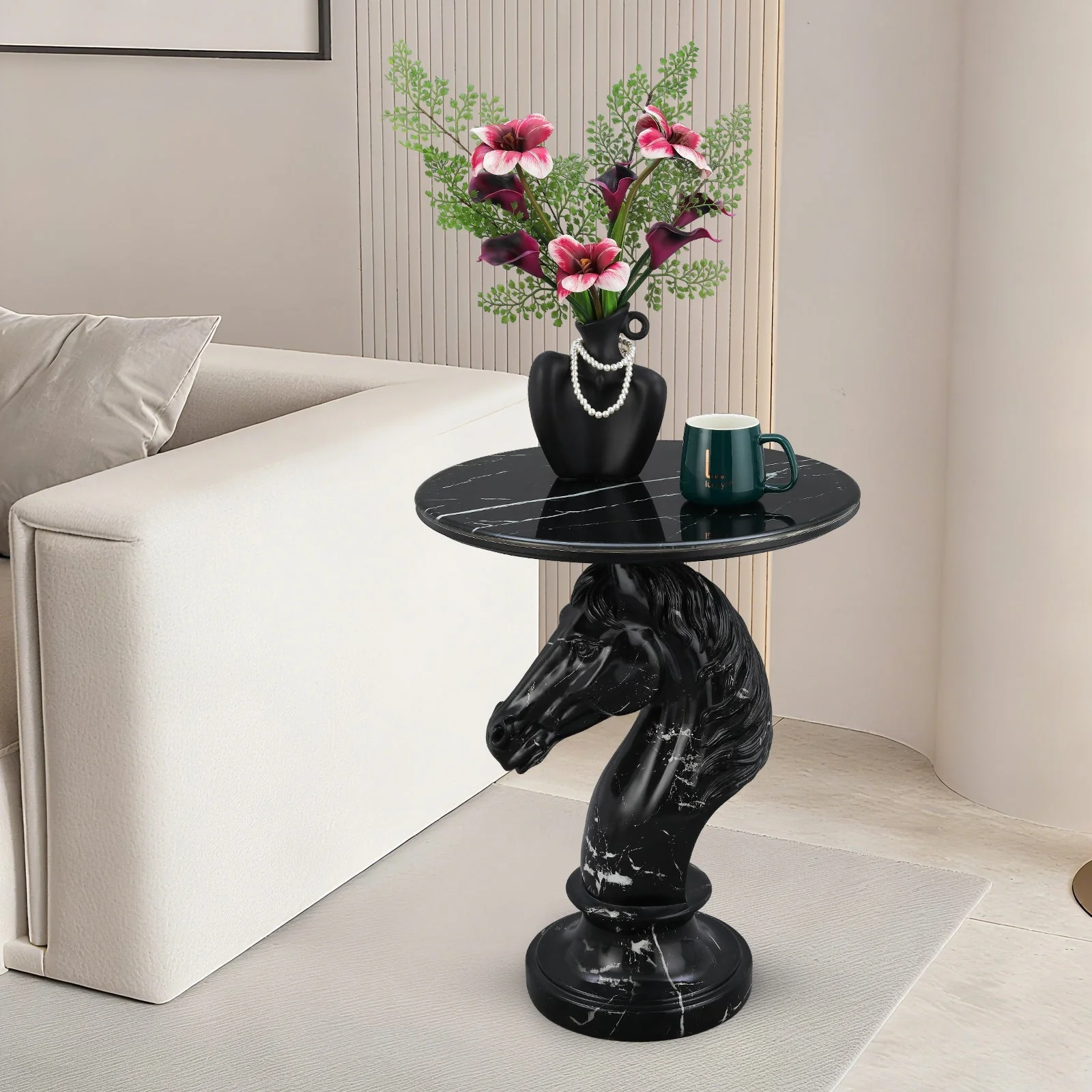 Horse Head Accent Table Animal Statue End Table - Image 14