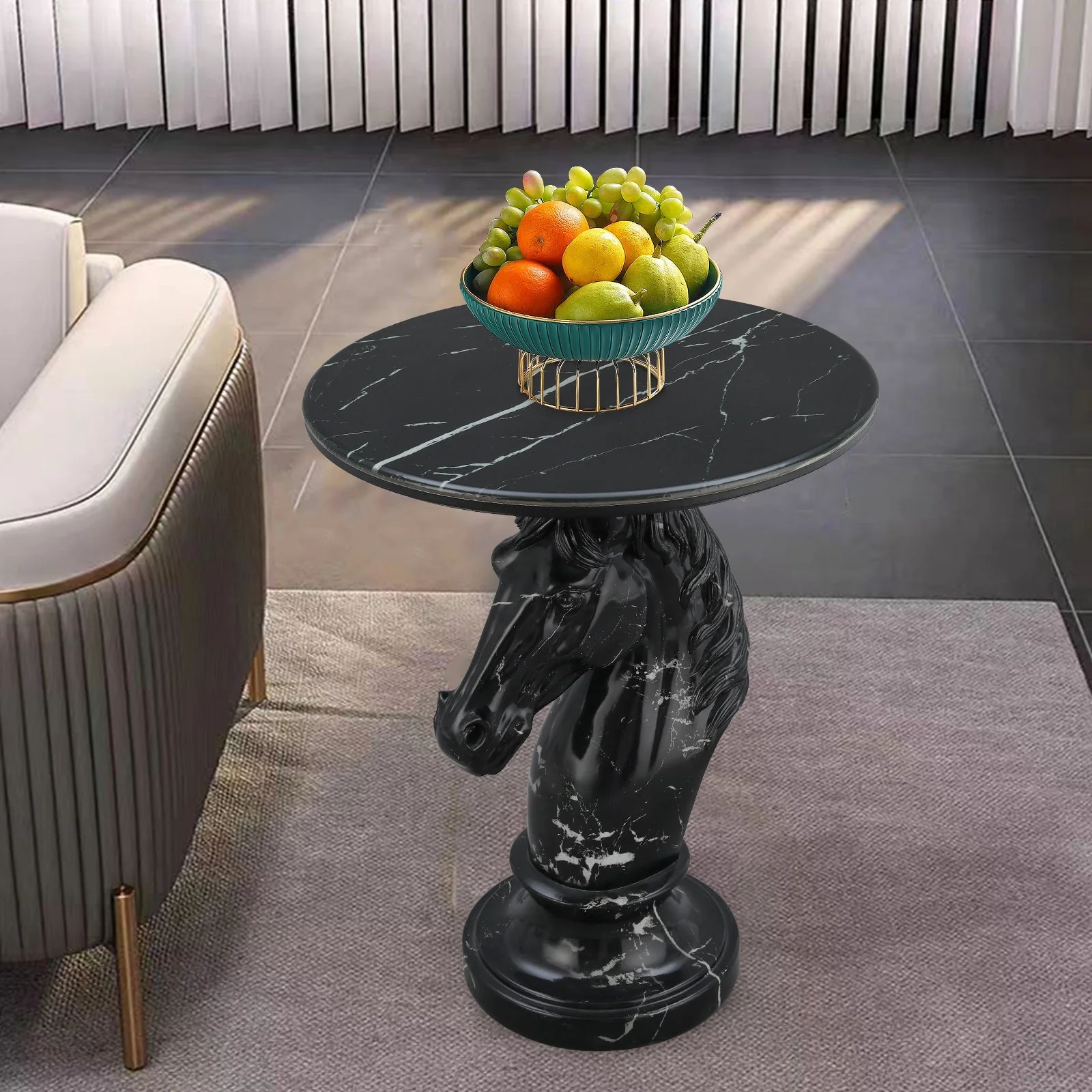 Horse Head Accent Table Animal Statue End Table - Image 2