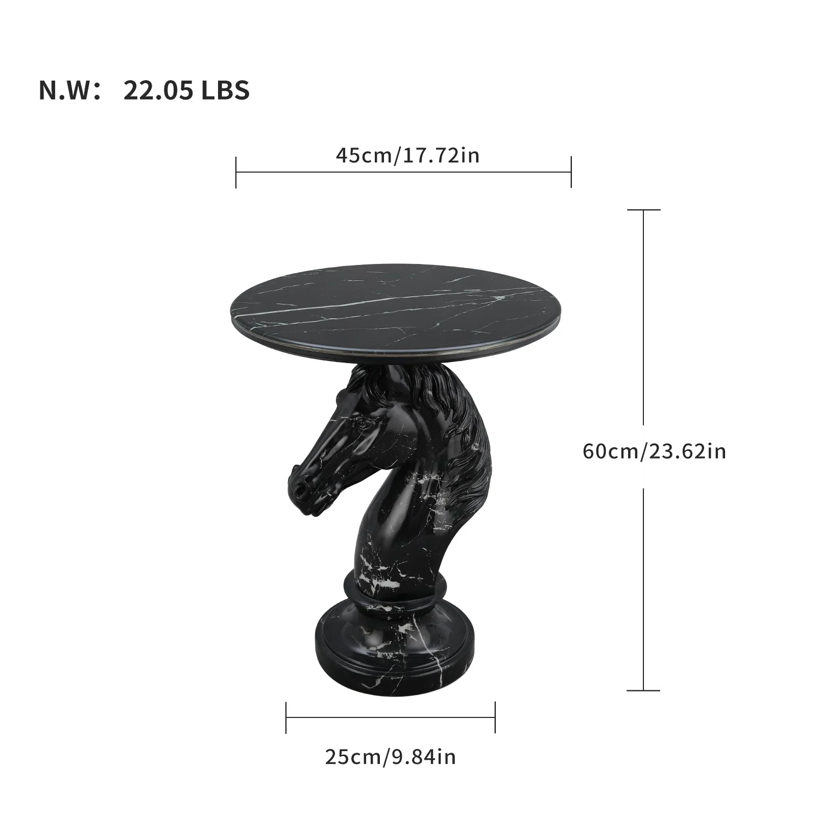 Horse Head Accent Table Animal Statue End Table - Image 3