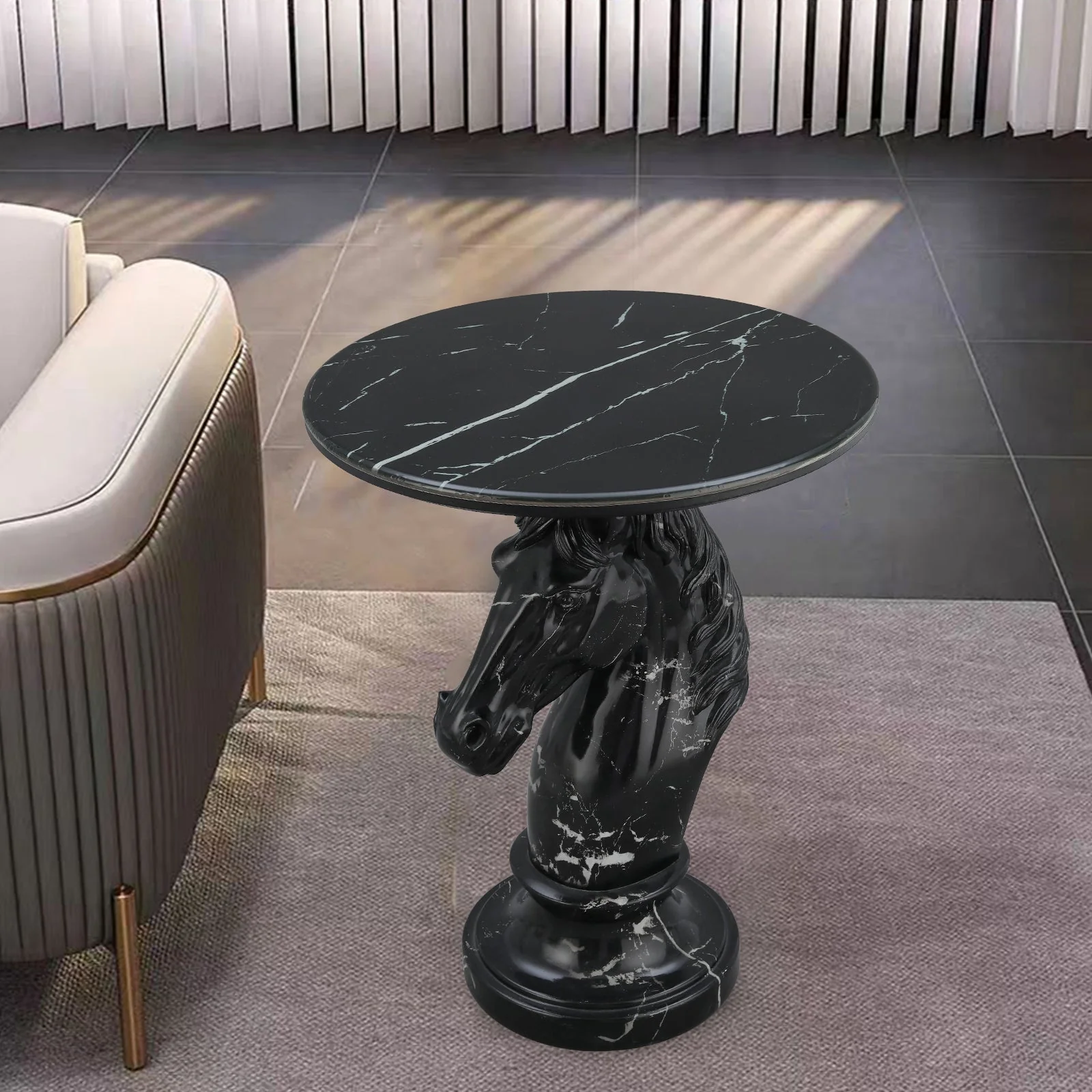 Horse Head Accent Table Animal Statue End Table - Image 6