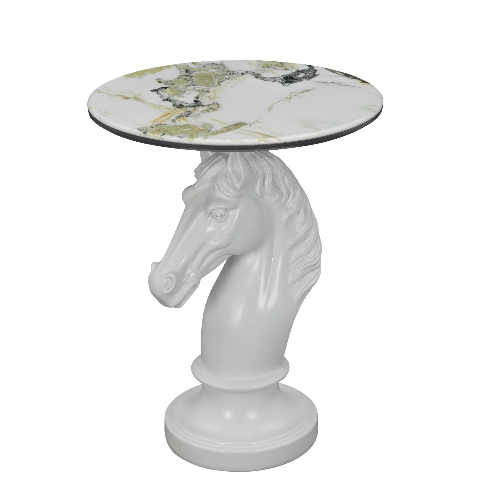 Horse Head Accent Table Animal Statue End Tables Livingroom, White - Image 2
