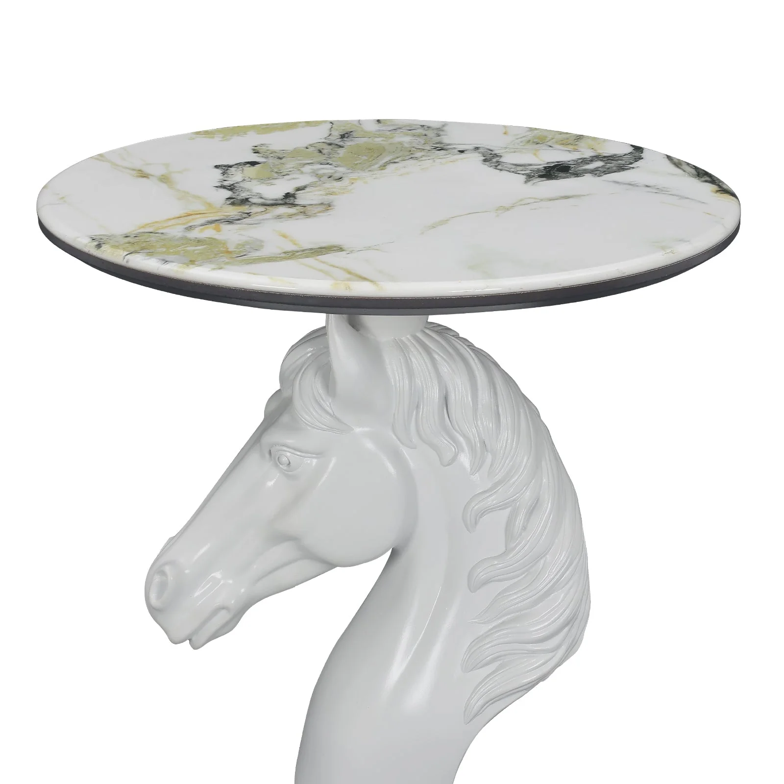 Horse Head Accent Table Animal Statue End Tables Livingroom, White - Image 7