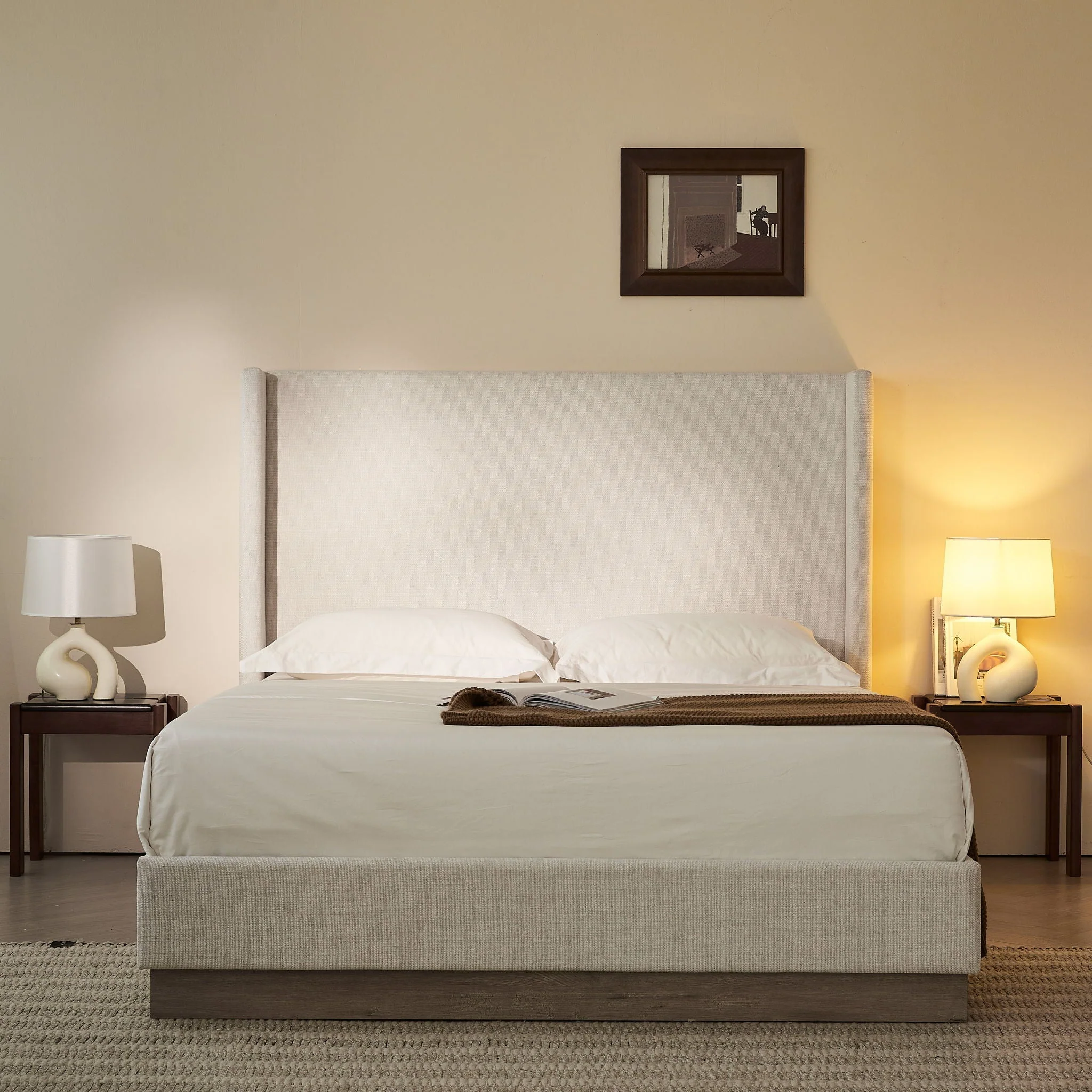 Hosford - Minimalist Upholstered Wingback Bed - Image 2