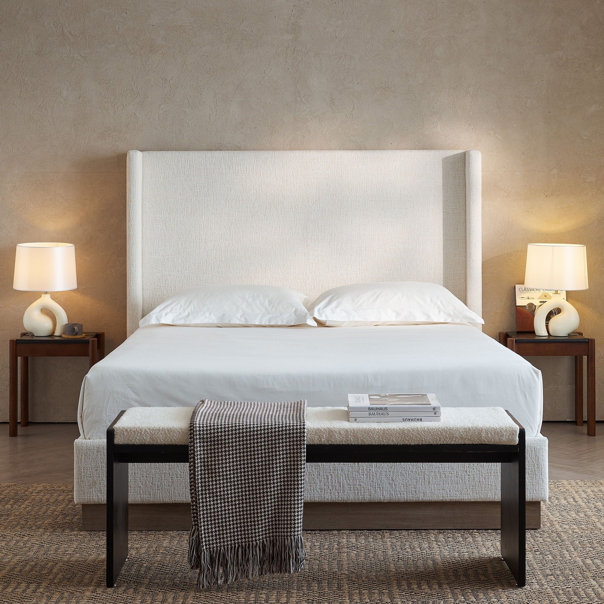 Hosford - Minimalist Upholstered Wingback Bed - Image 3