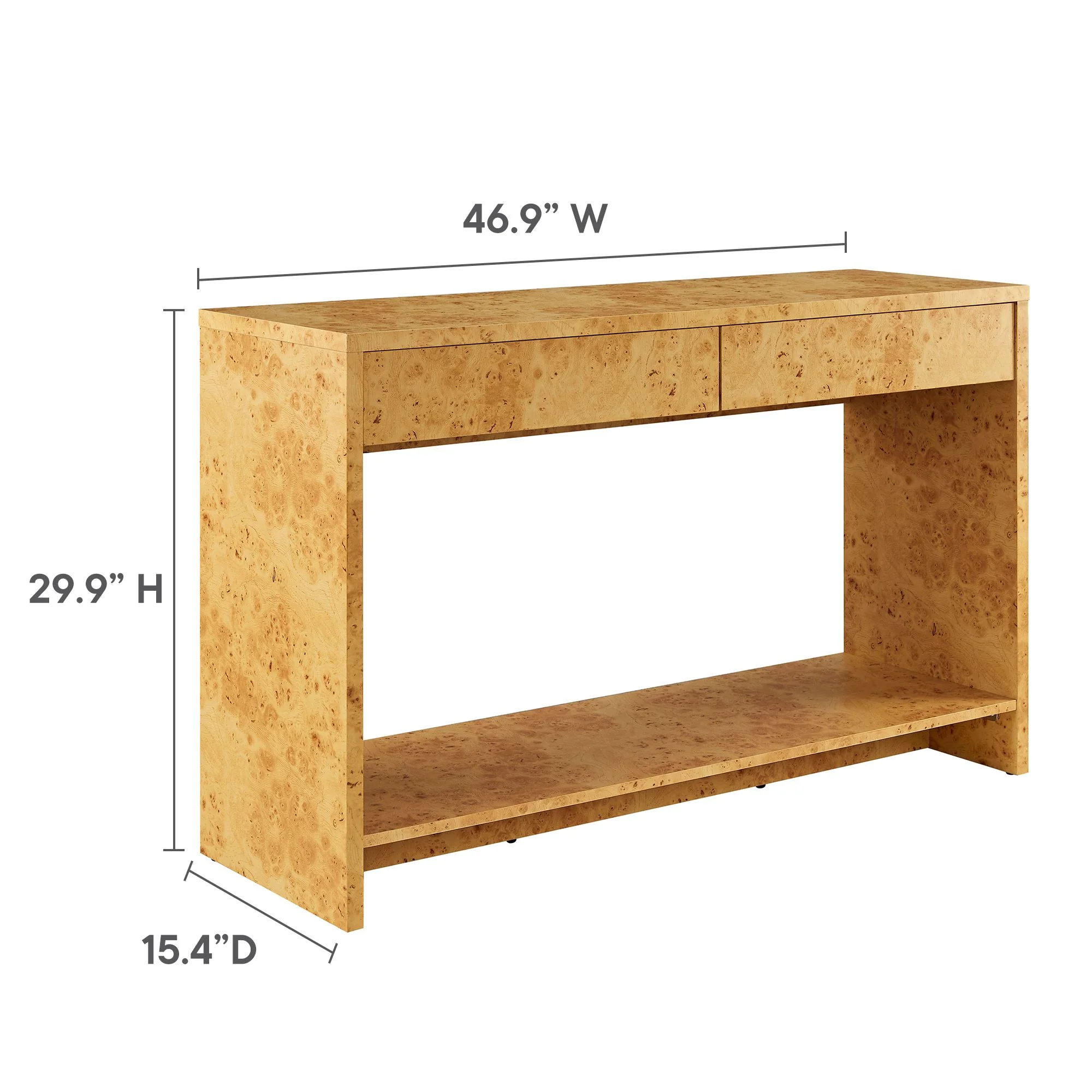 Hudson 2-Drawer Burl Wood Console Table by Modway - Image 2
