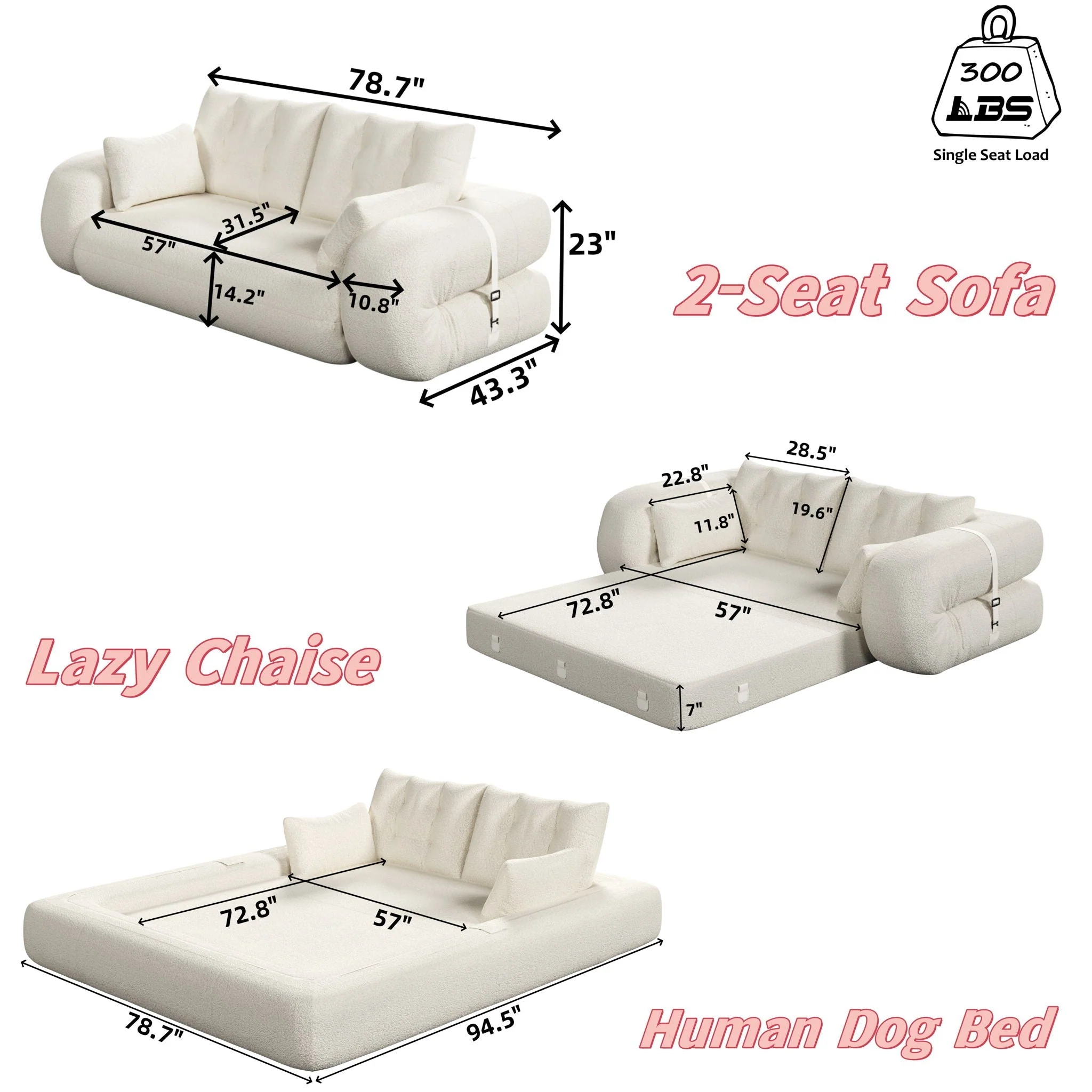 Human Dog Bed, Multi Functional Foldable Sofa Bed, 3 In 1 - Image 11