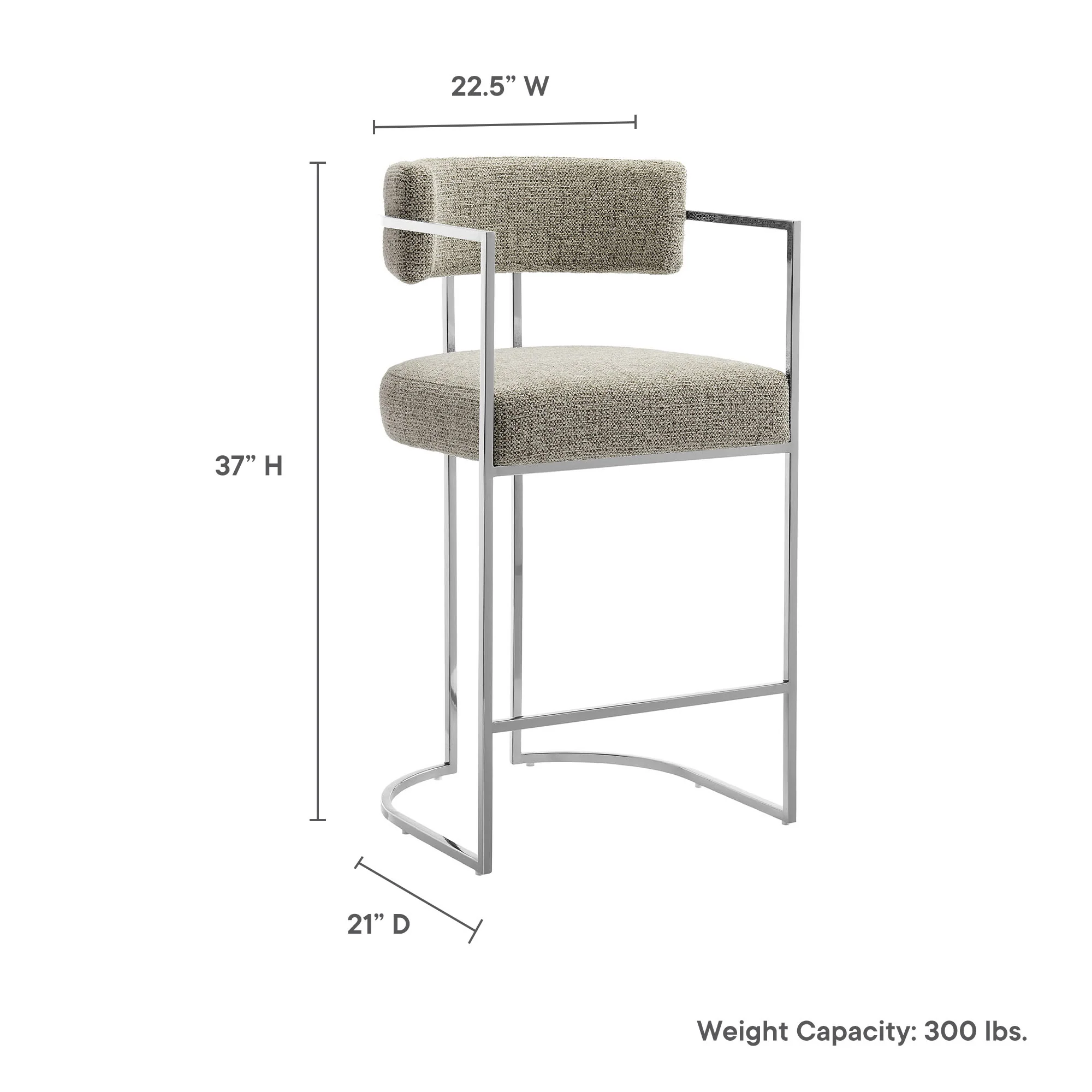 Huron Curved Back Fabric and Metal Counter Stool by Modway - Image 18