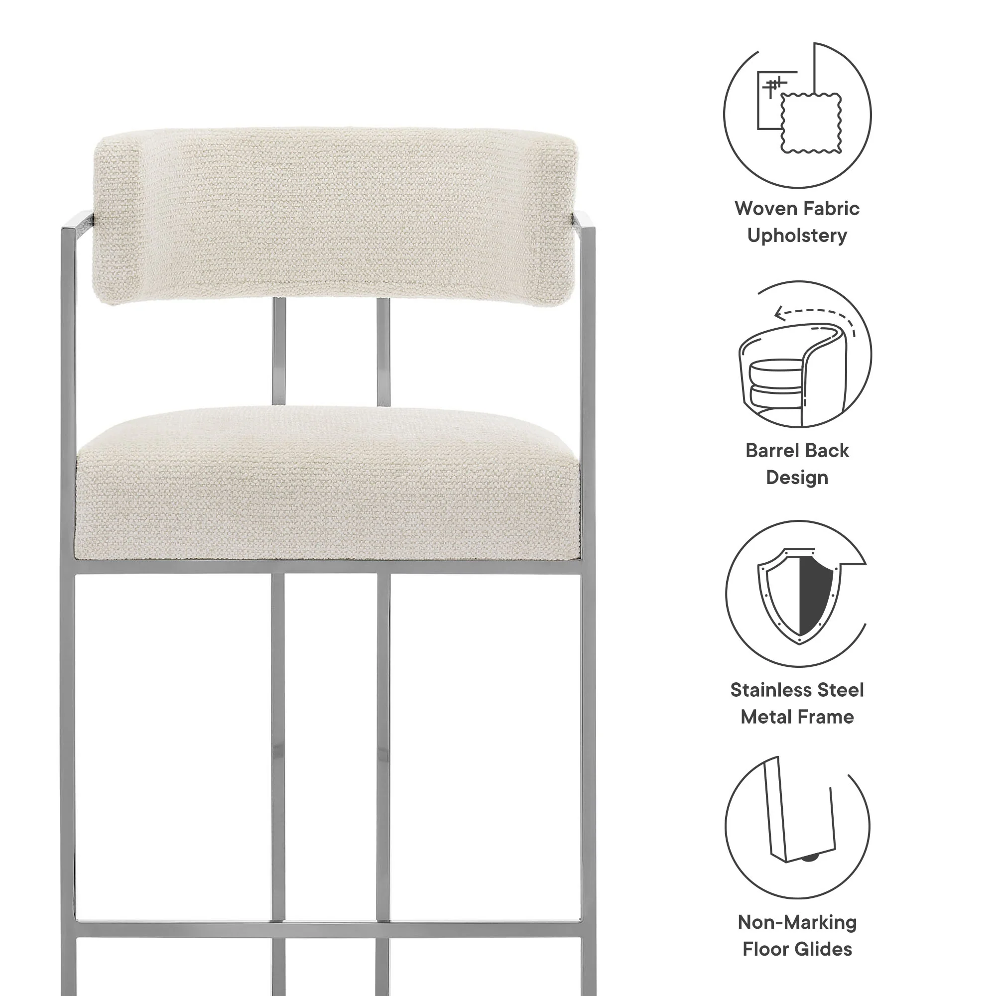 Huron Curved Back Fabric and Metal Counter Stool by Modway - Image 20