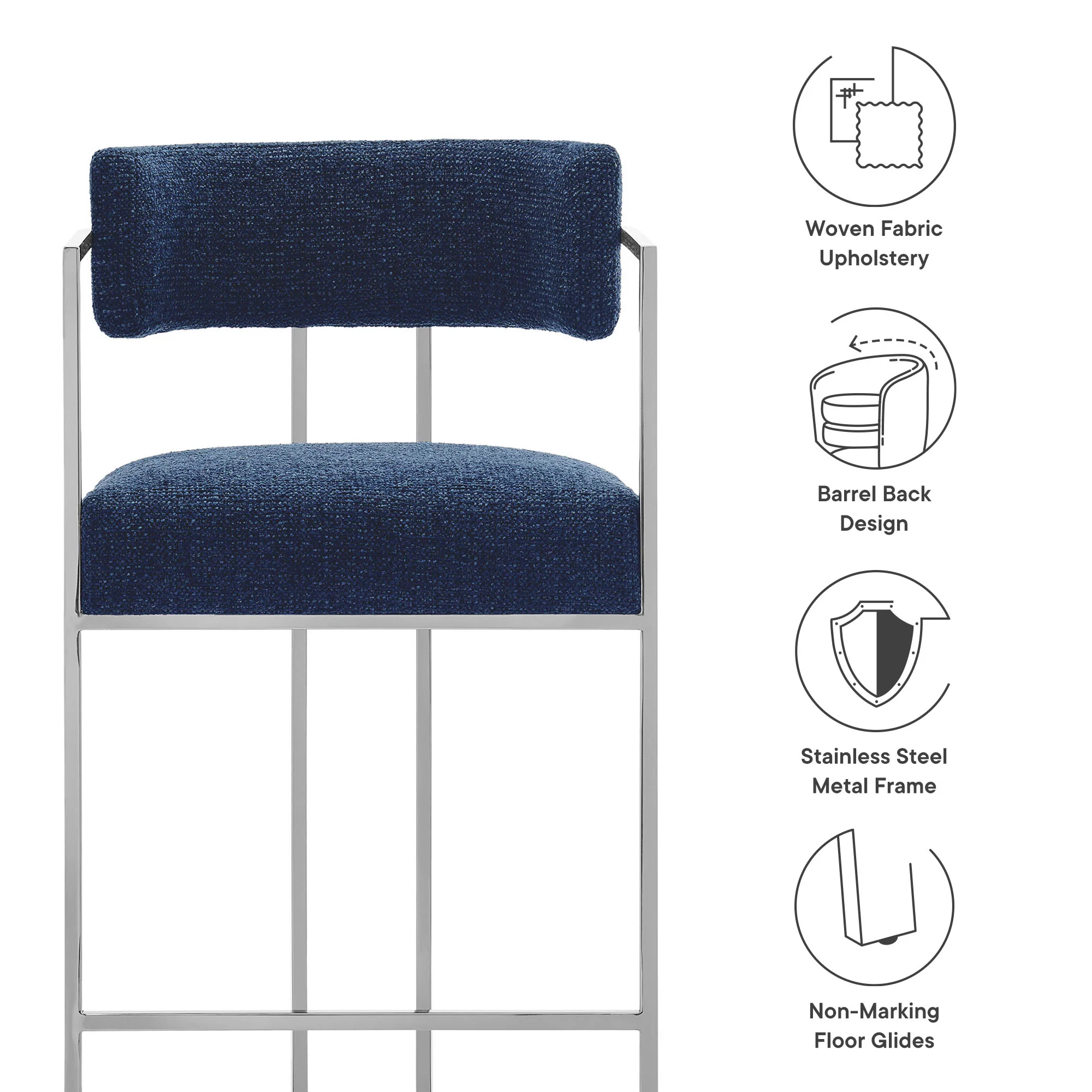 Huron Curved Back Fabric and Metal Counter Stool by Modway - Image 22