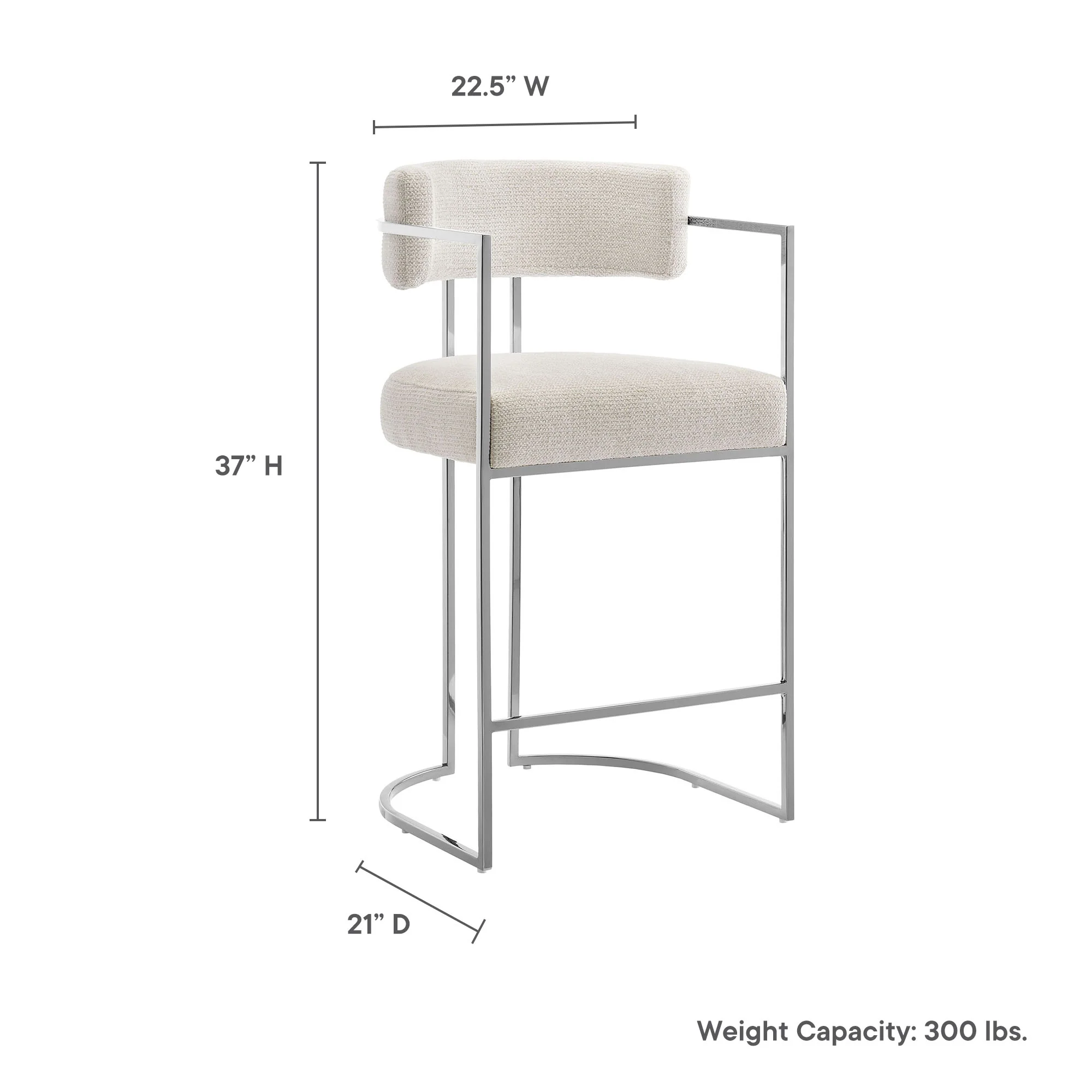 Huron Curved Back Fabric and Metal Counter Stool by Modway - Image 23