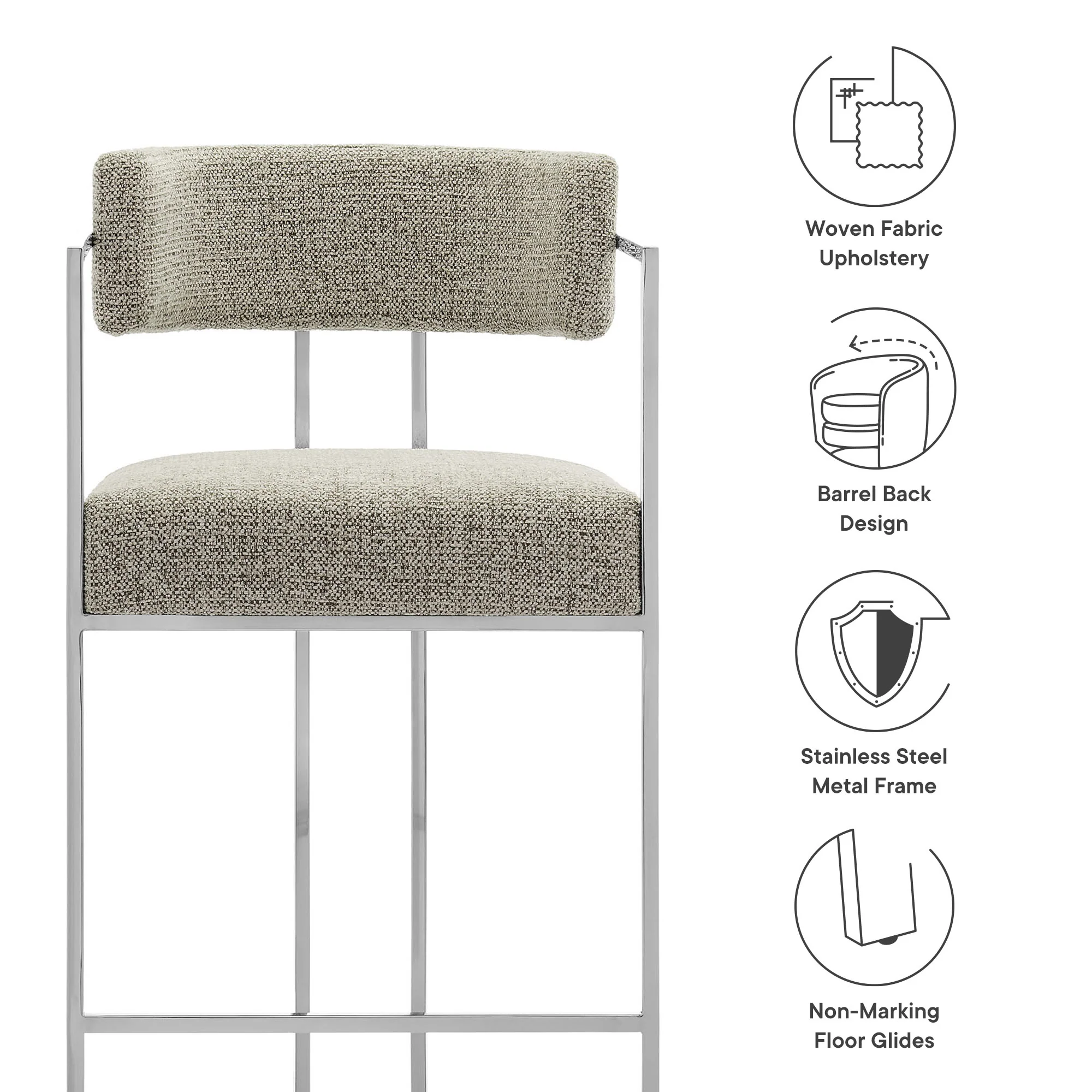 Huron Curved Back Fabric and Metal Counter Stool by Modway - Image 24