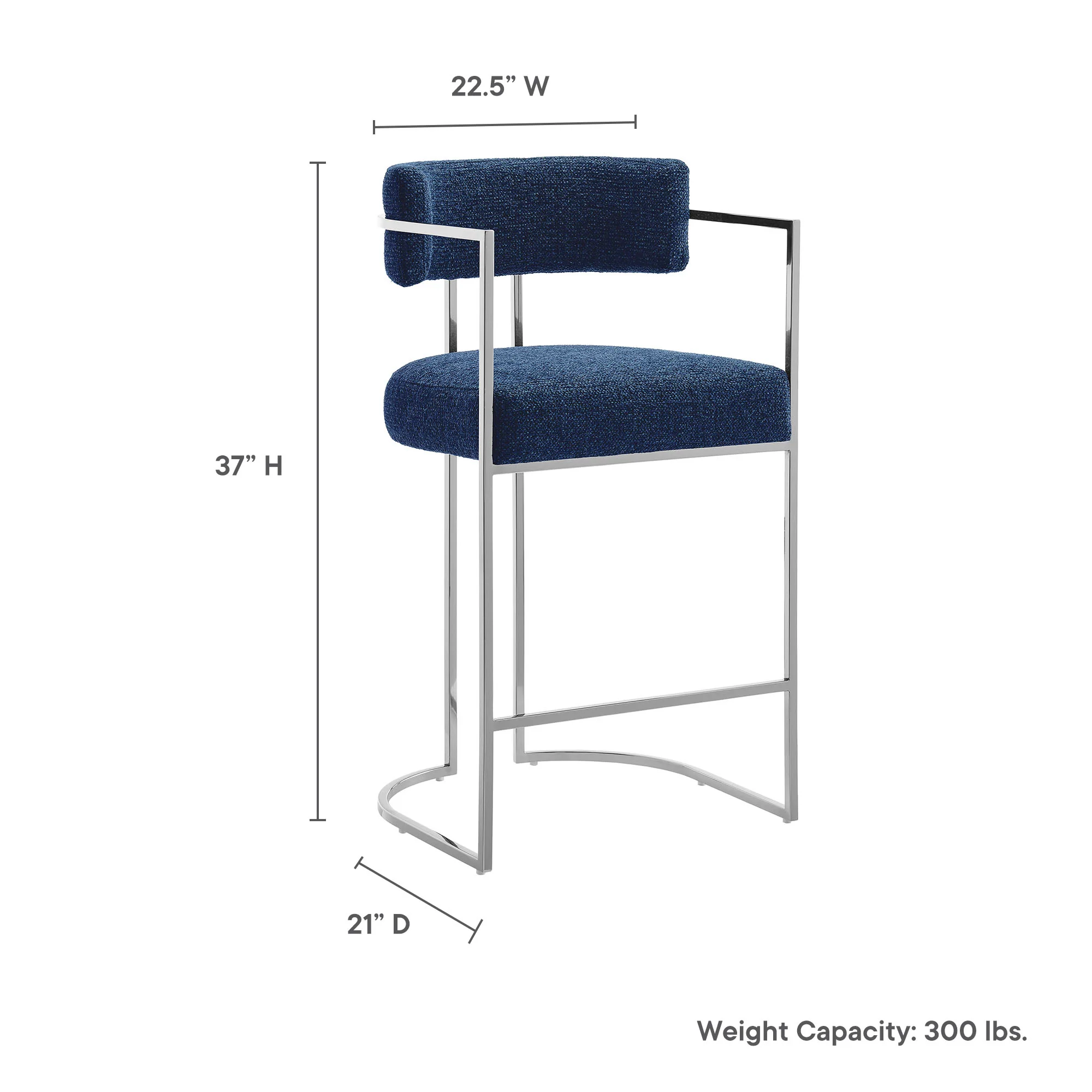 Huron Curved Back Fabric and Metal Counter Stool by Modway - Image 25