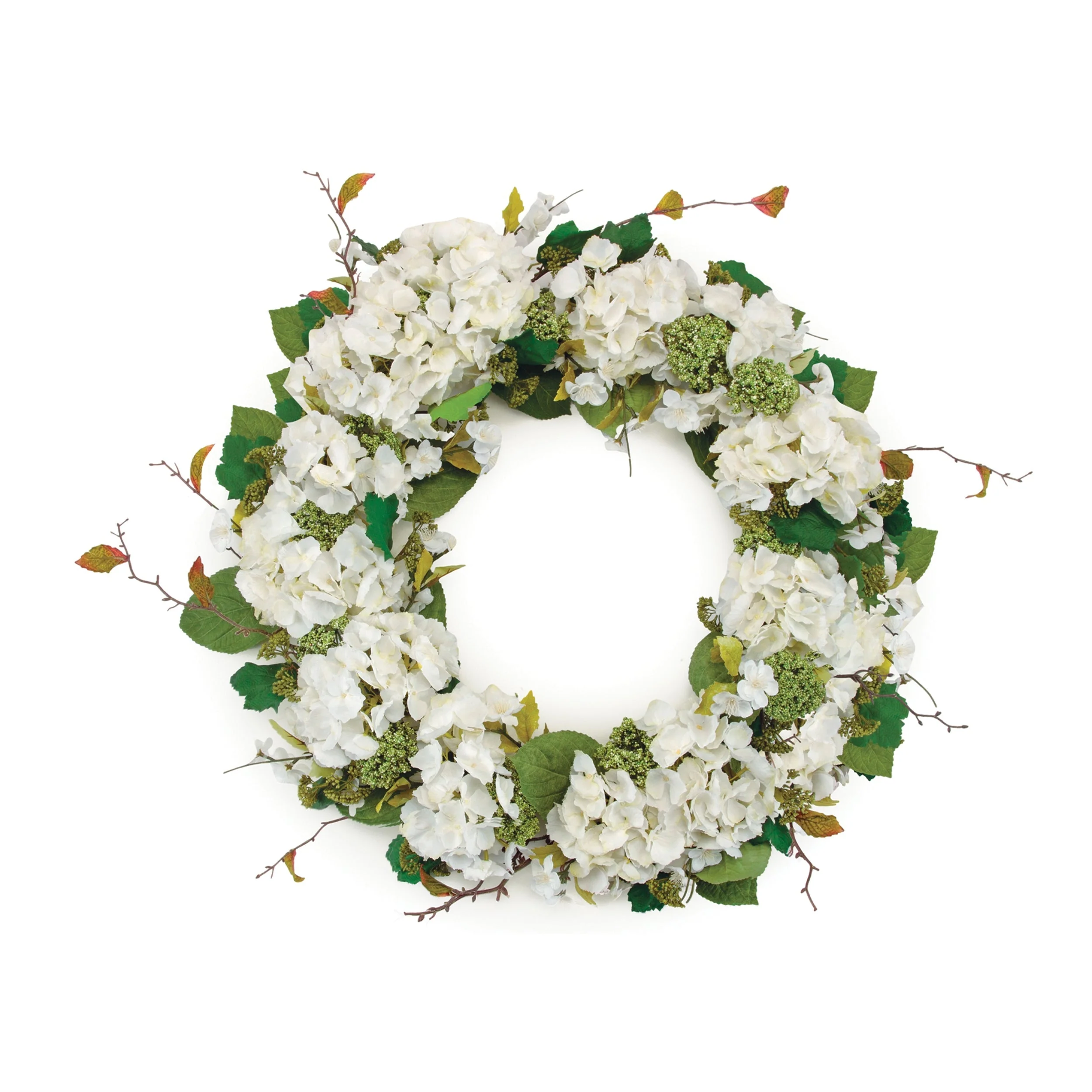 Hydrangea and Seedum Floral Wreath 32"D - Image 2