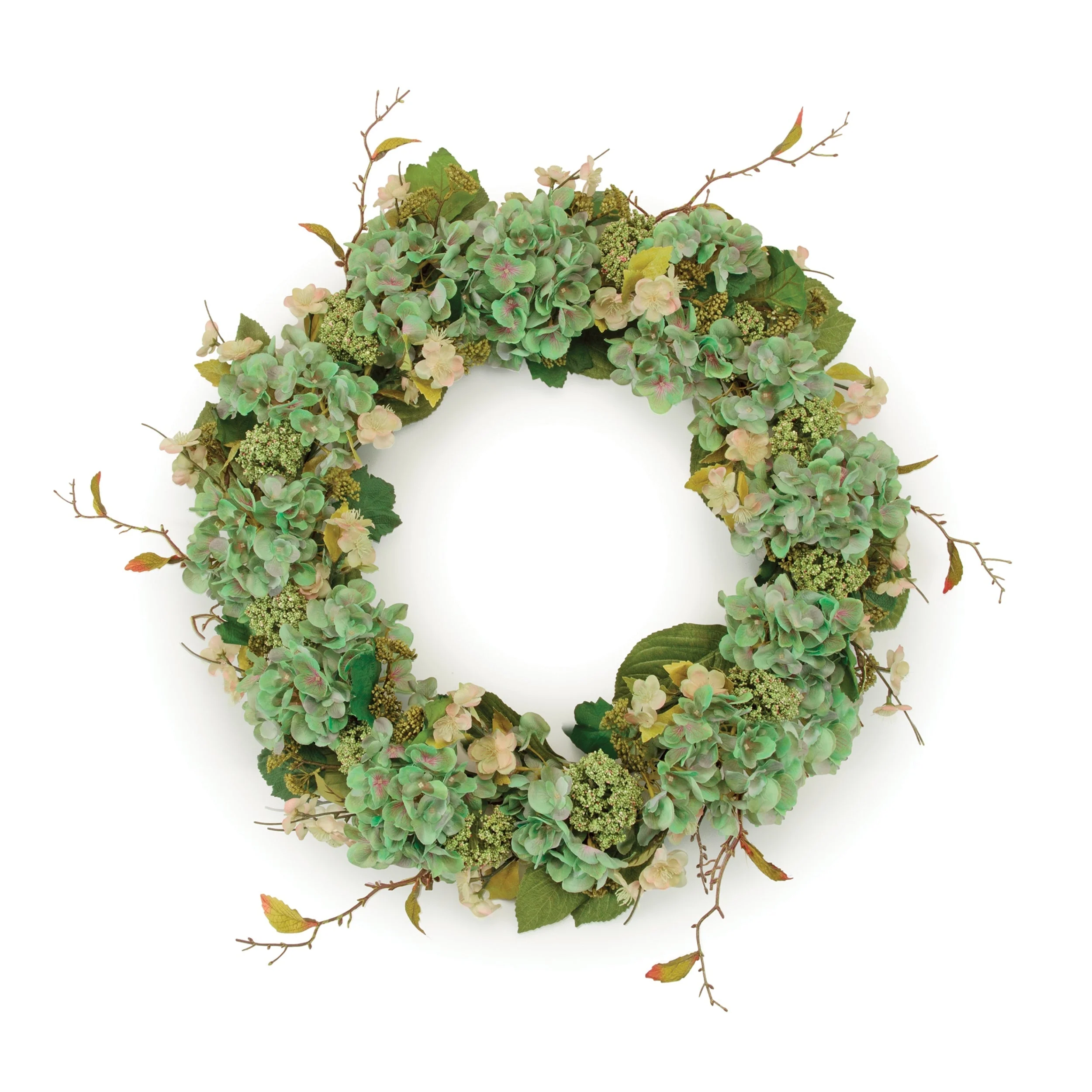 Hydrangea and Seedum Floral Wreath 32"D - Image 3