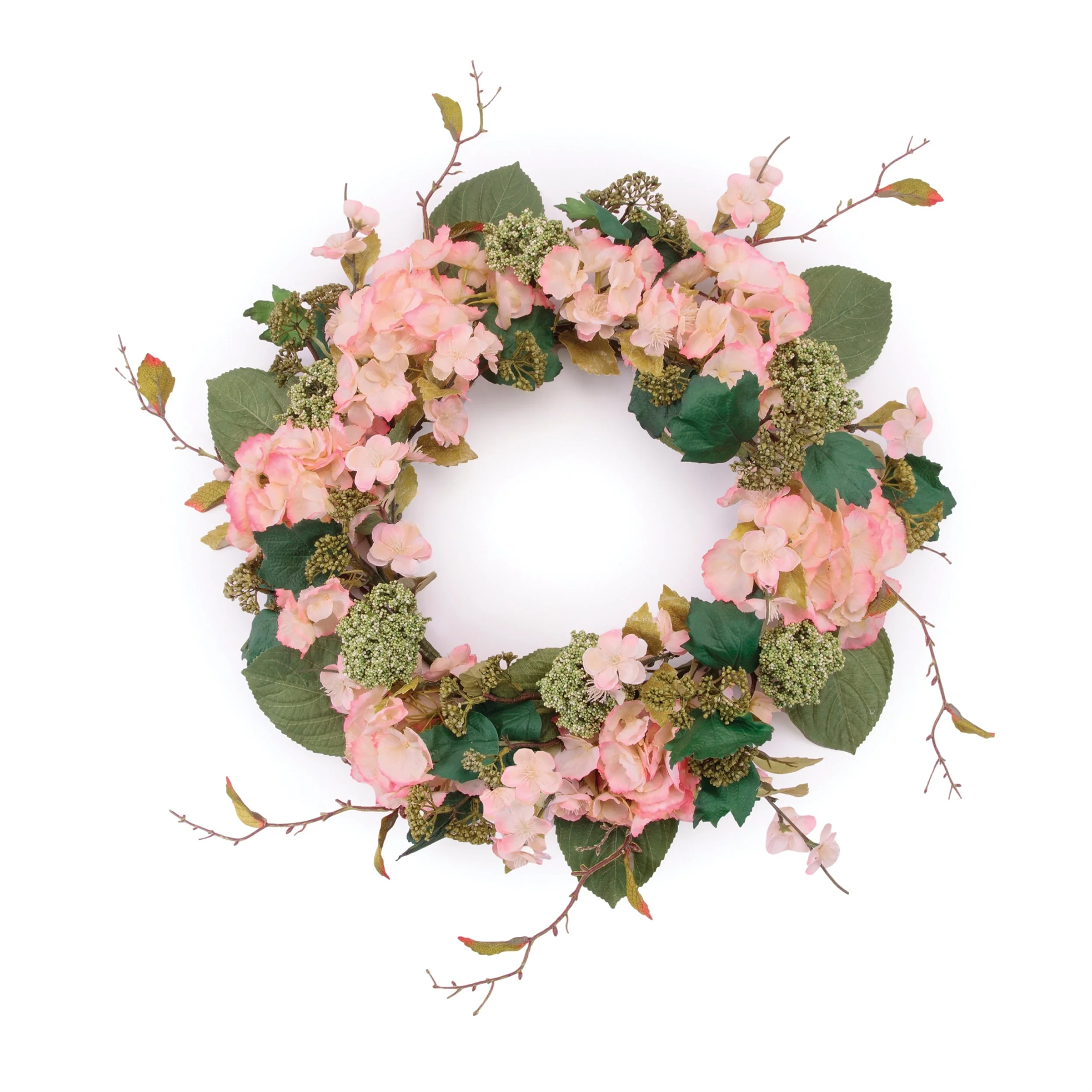 Hydrangea and Seedum Floral Wreath 32"D - Image 6