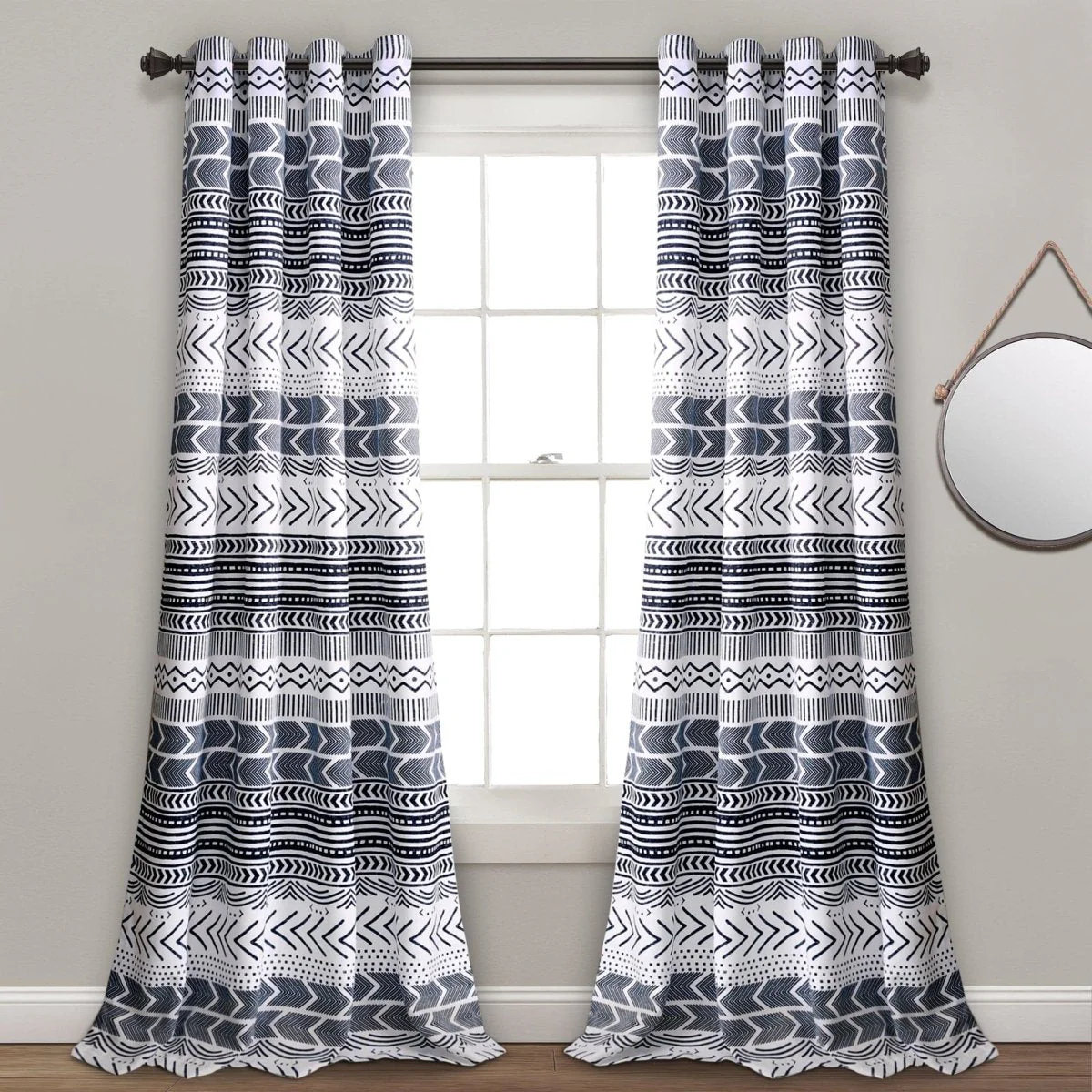 Hygge Geo Light Filtering Window Curtain Panel Set - Image 2