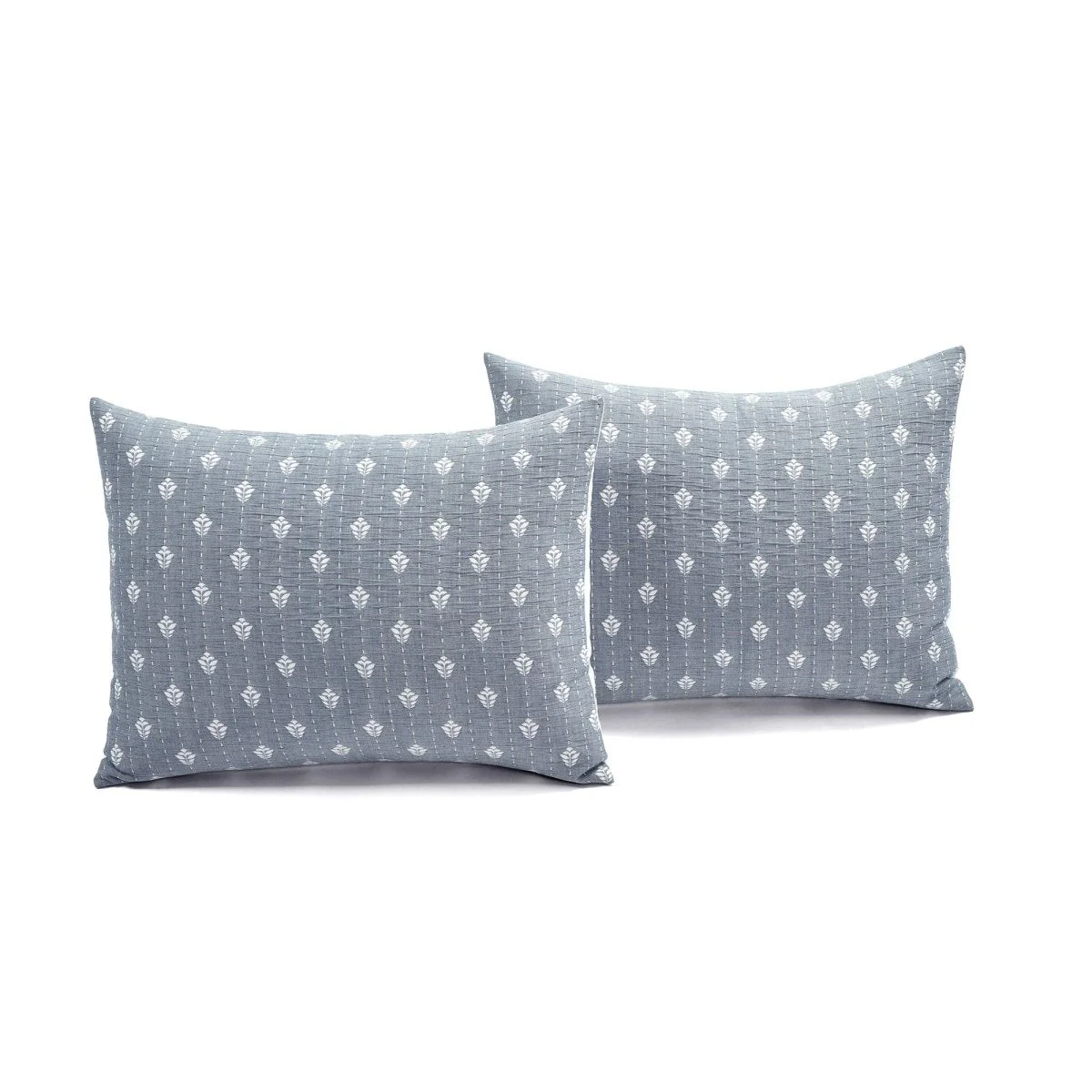 Hygge Kantha Pick Stitch Yarn Dyed Cotton Jacquard Quilt/Coverlet Set - Image 12