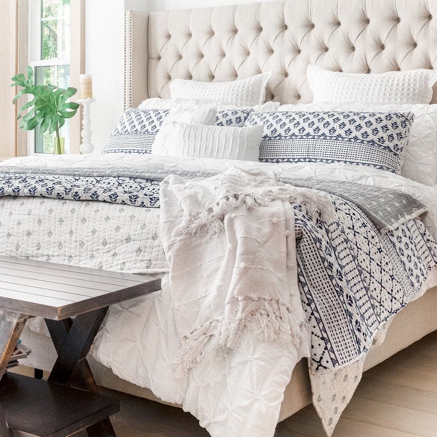 Hygge Kantha Pick Stitch Yarn Dyed Cotton Jacquard Quilt/Coverlet Set - Image 26