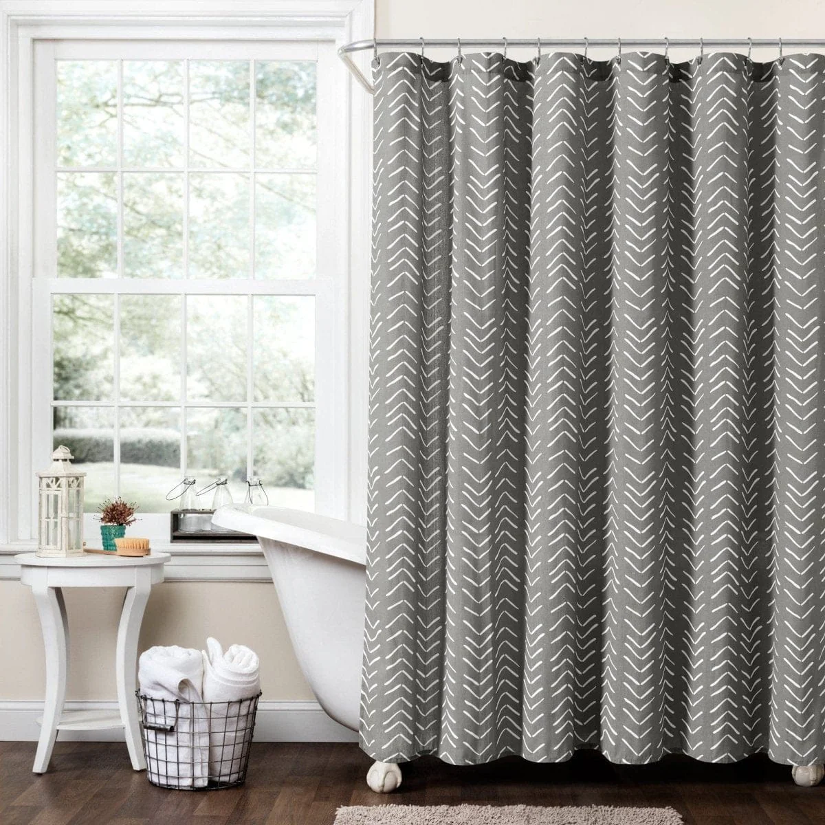 Hygge Modern Arrow Faux Linen Shower Curtain - Image 2