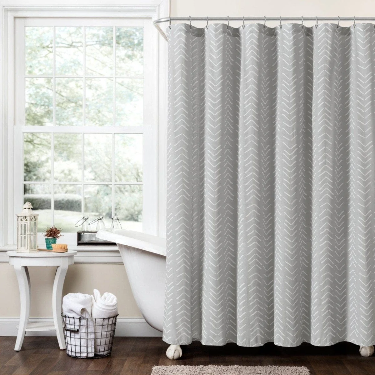 Hygge Modern Arrow Faux Linen Shower Curtain - Image 3