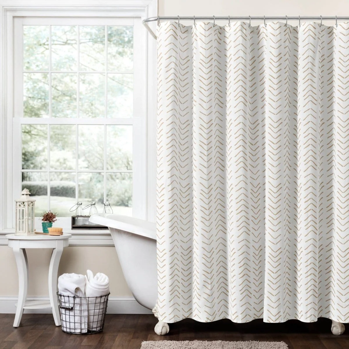 Hygge Modern Arrow Faux Linen Shower Curtain - Image 4