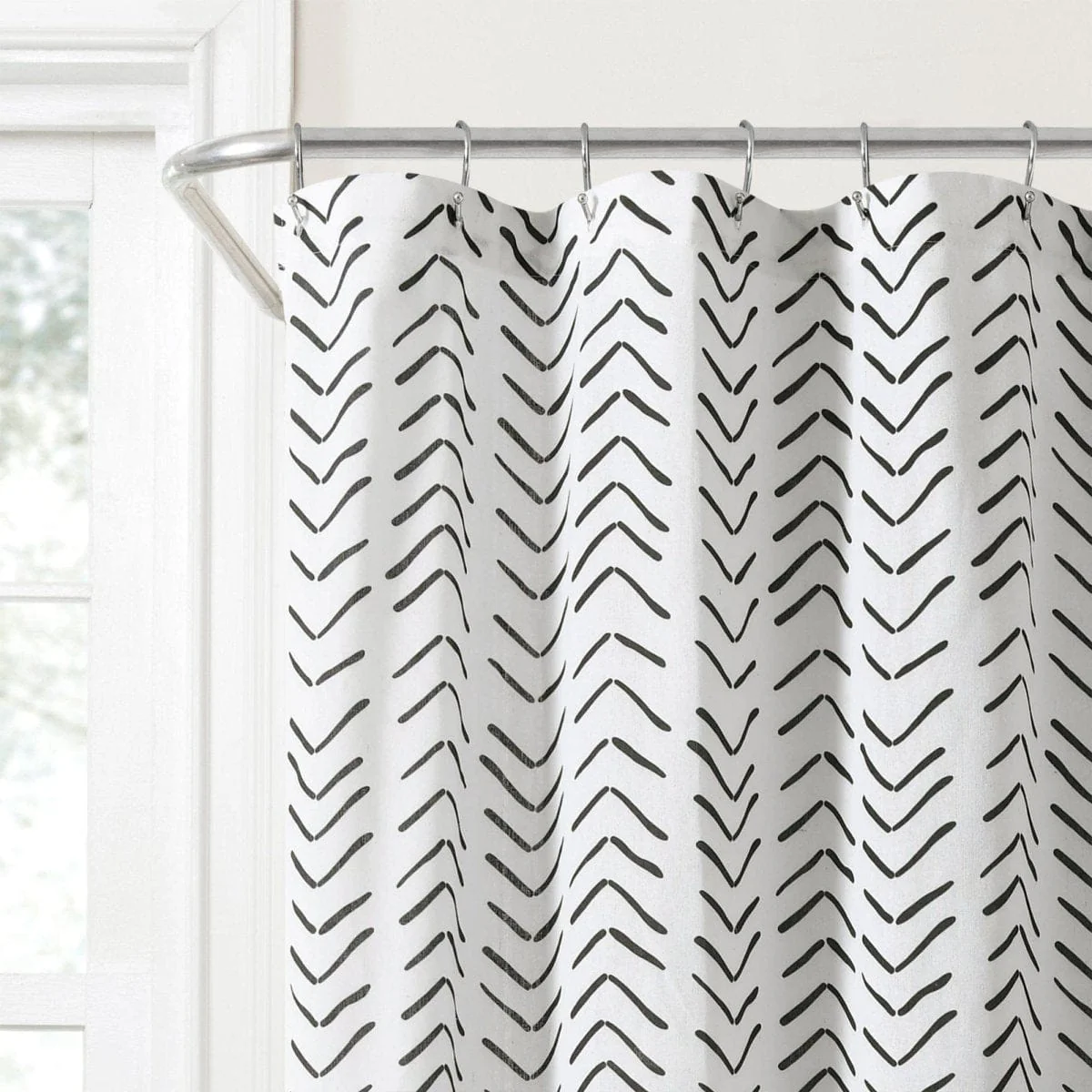 Hygge Modern Arrow Faux Linen Shower Curtain - Image 6