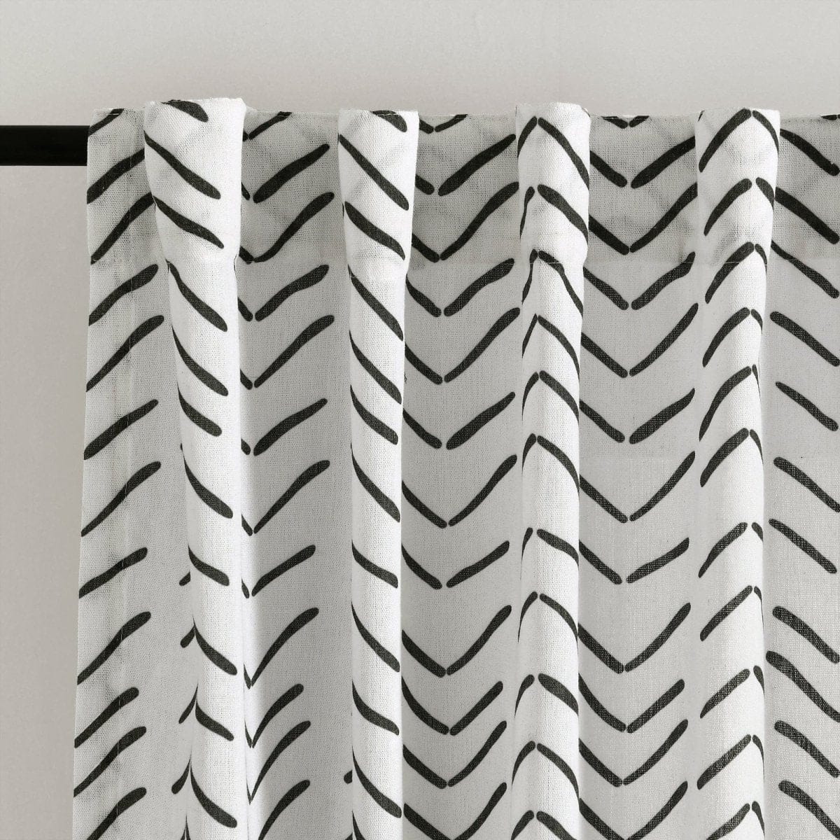 Hygge Modern Arrow Faux Linen Window Curtain Panel Set - Image 2