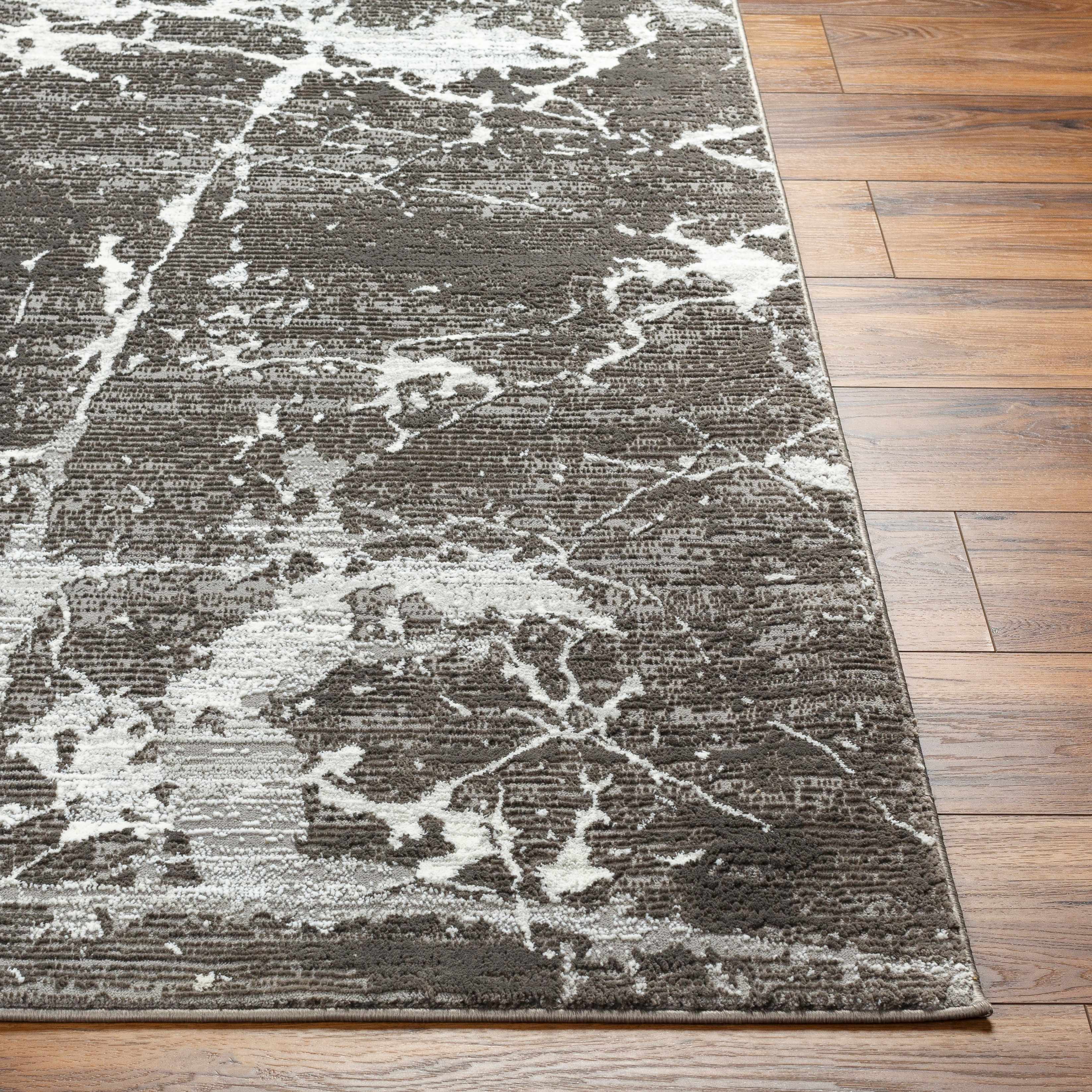 Ianto Charcoal Marble Washable Area Rug - Clearance - Image 3