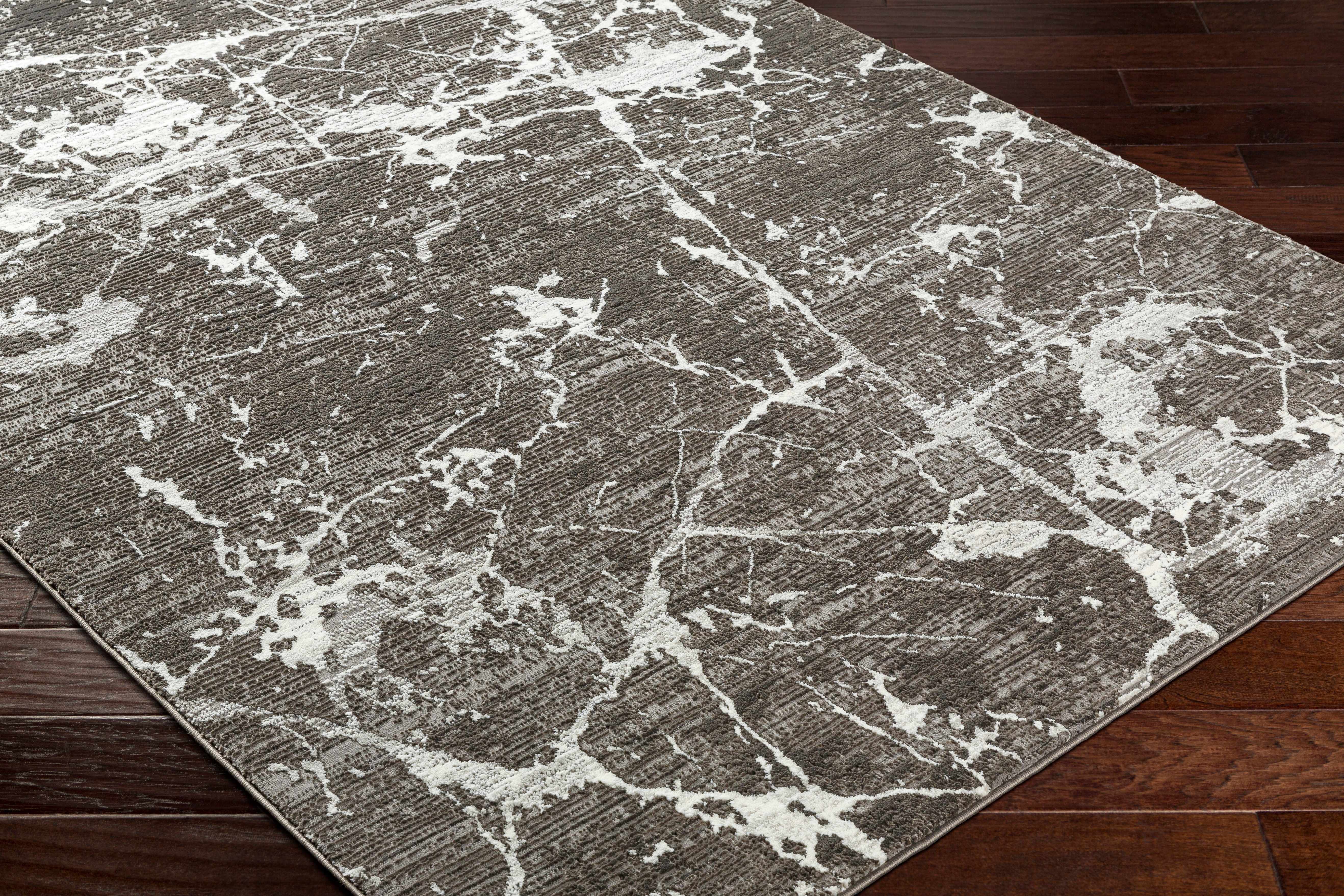Ianto Charcoal Marble Washable Area Rug - Clearance - Image 4