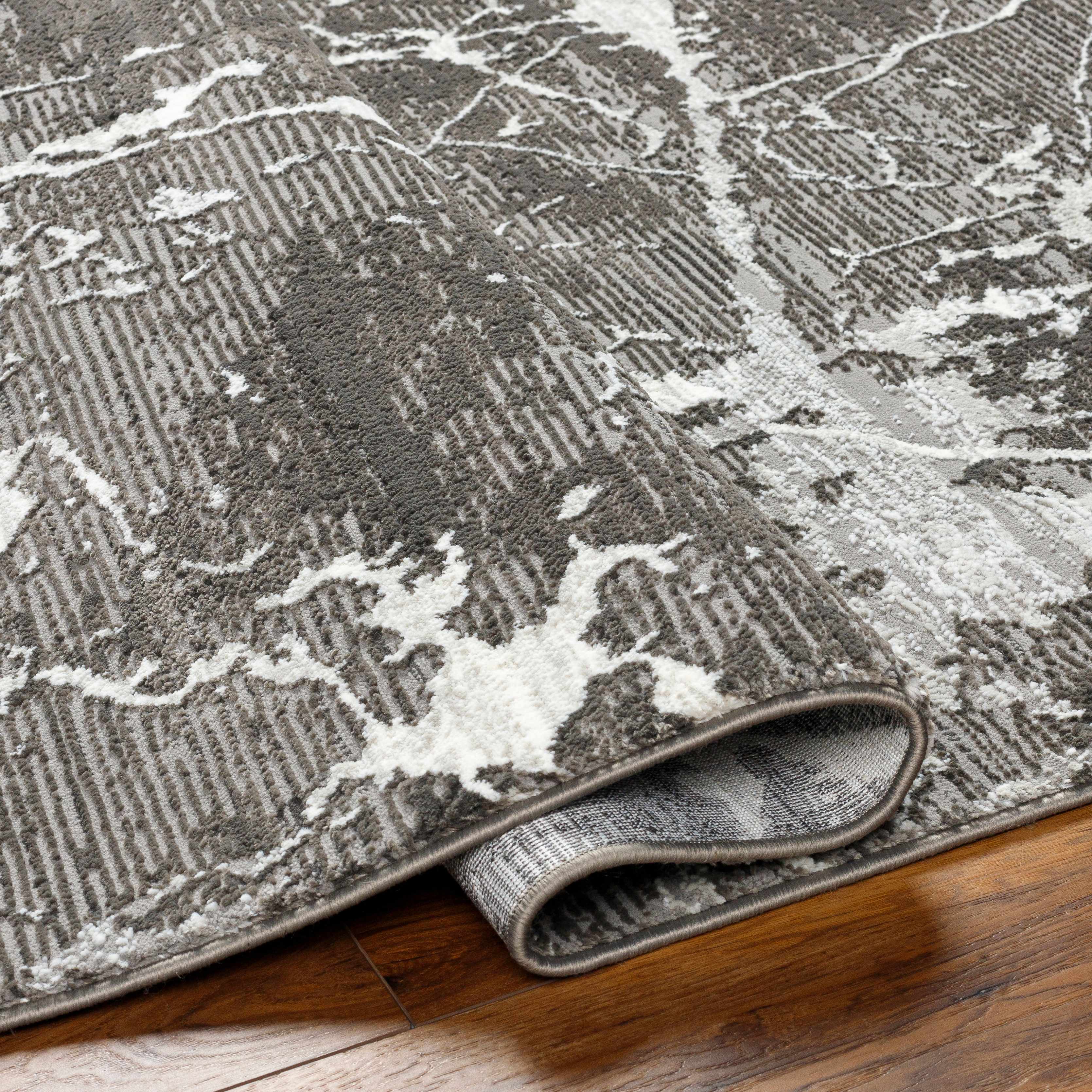 Ianto Charcoal Marble Washable Area Rug - Clearance - Image 5