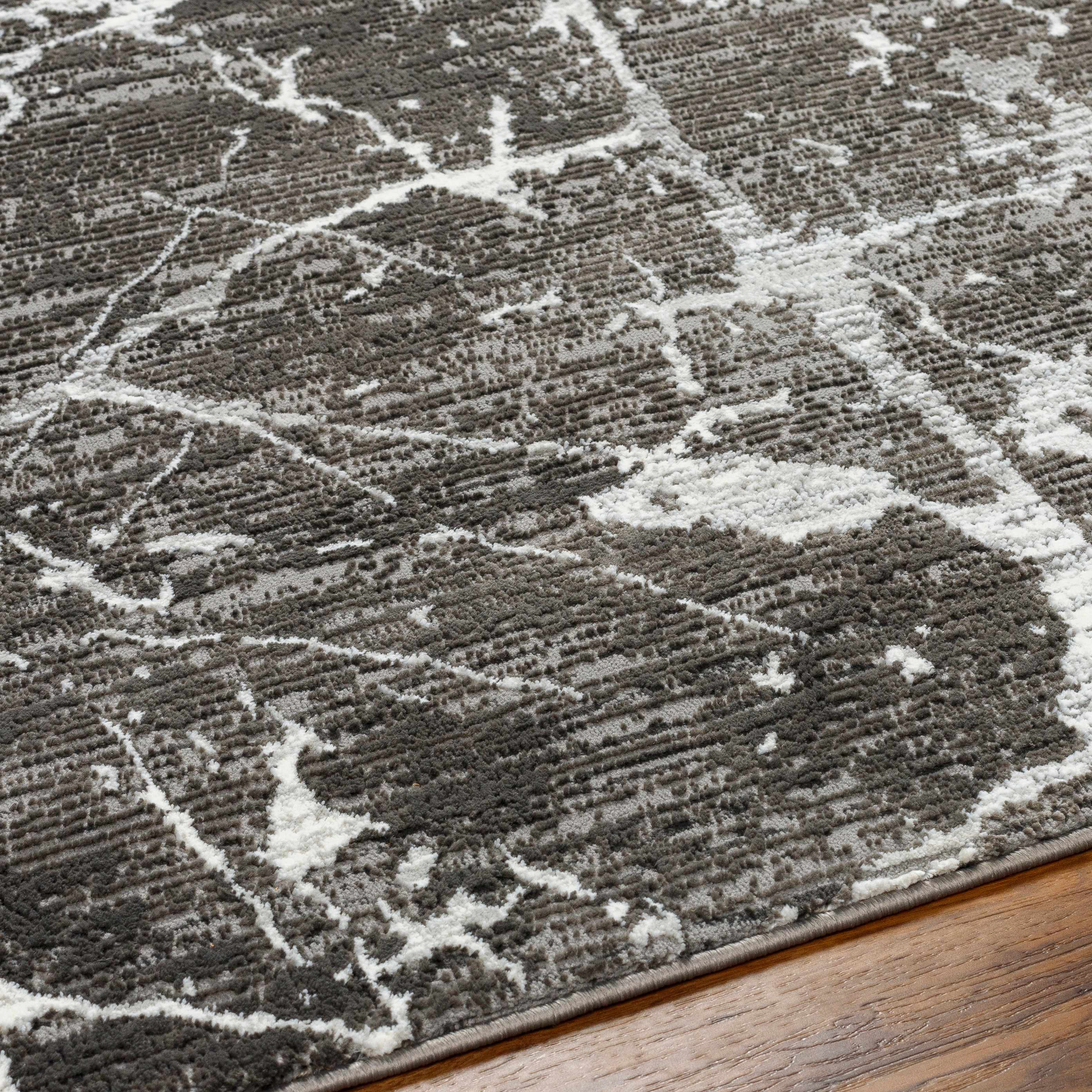 Ianto Charcoal Marble Washable Area Rug - Clearance - Image 6