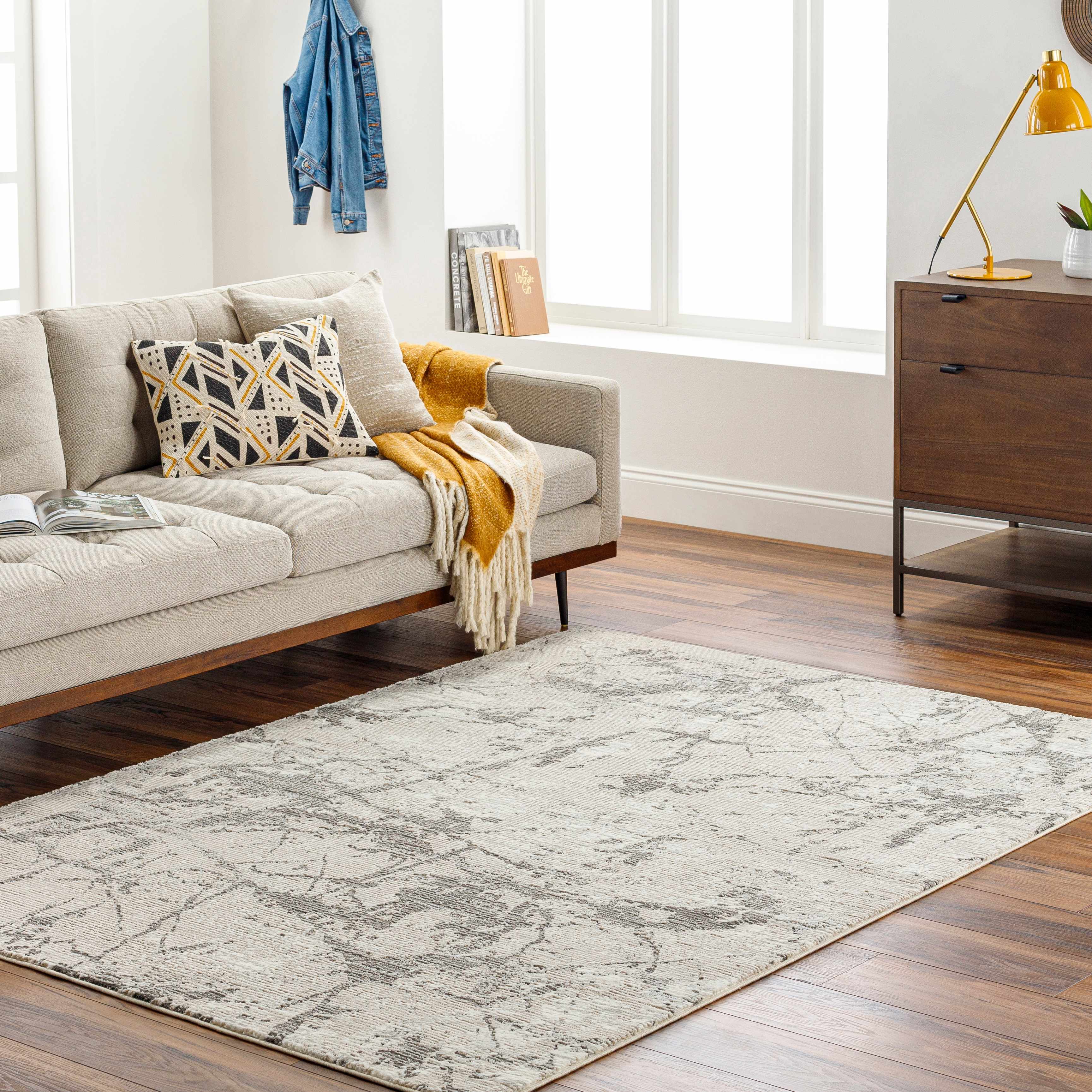 Ianto Gray Marble Washable Area Rug - Image 2