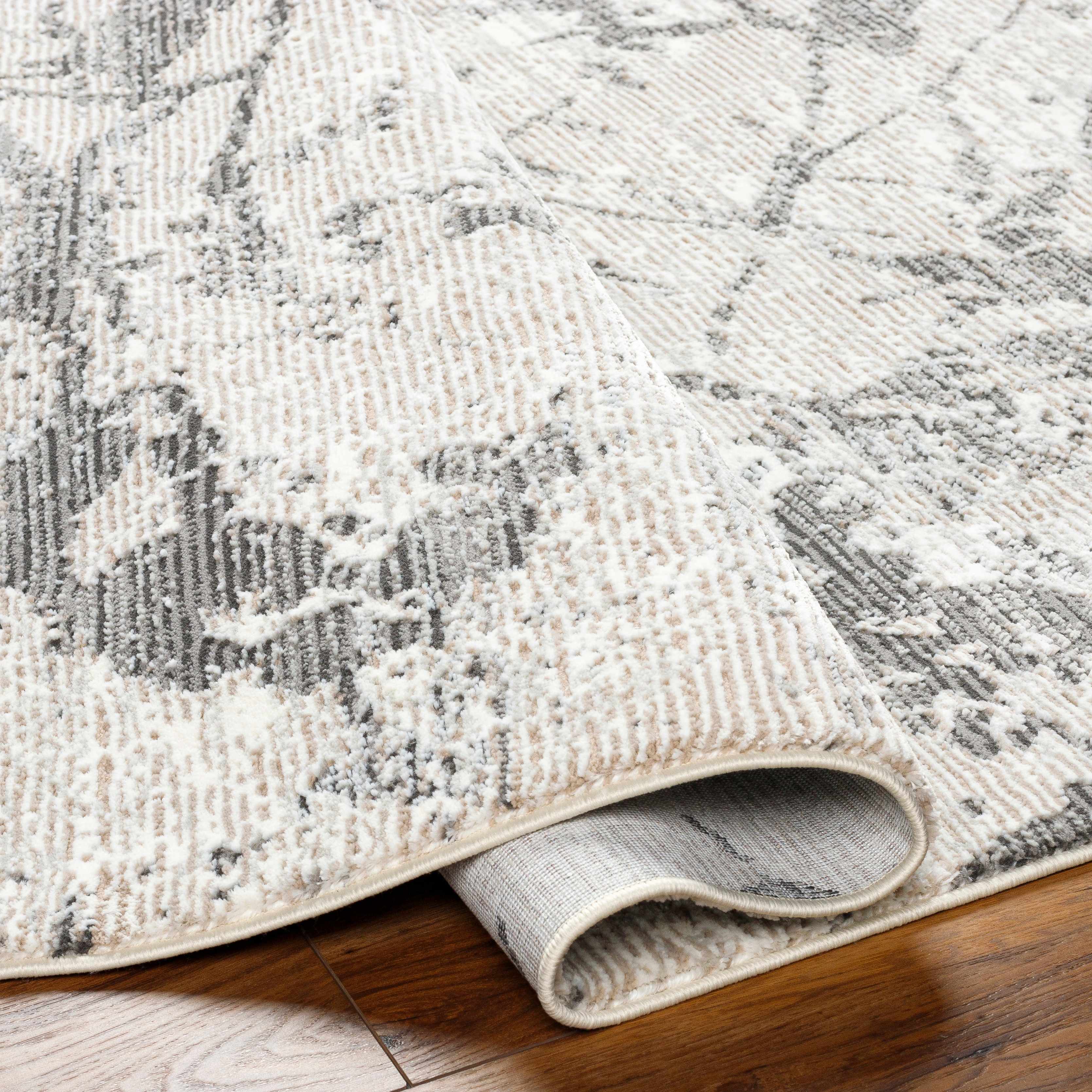 Ianto Gray Marble Washable Area Rug - Image 3