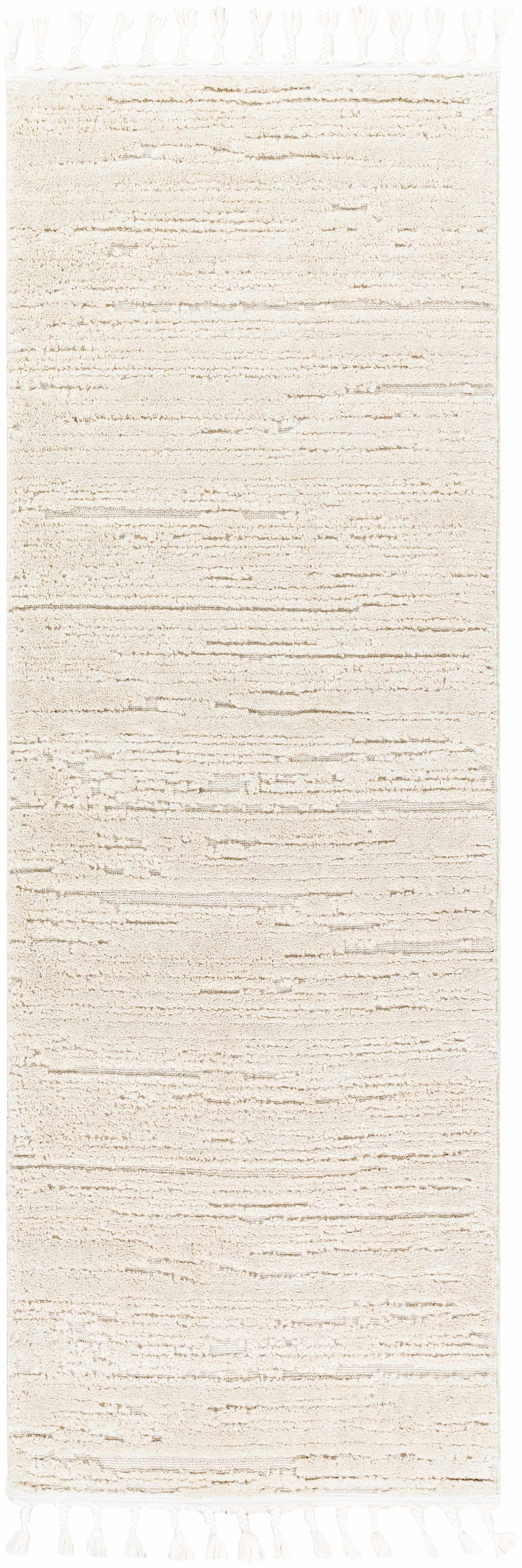 Ibarra Textured Ivory High/Low Pile Rug with Tassels - Image 16