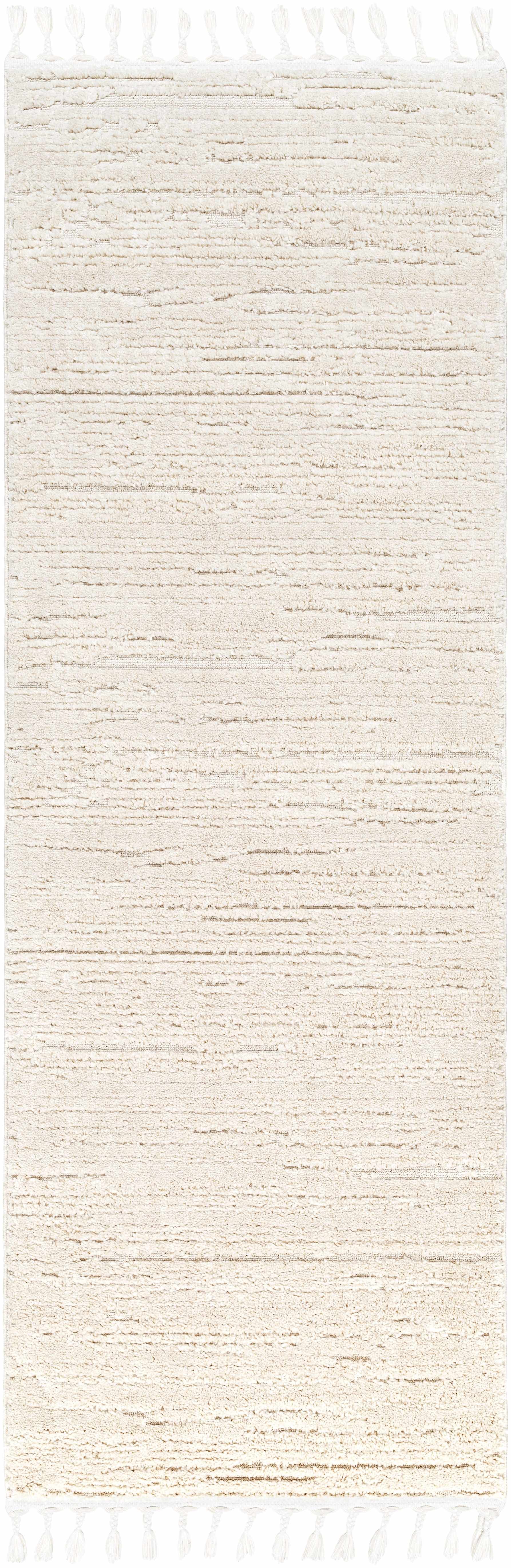 Ibarra Textured Ivory High/Low Pile Rug with Tassels - Image 17
