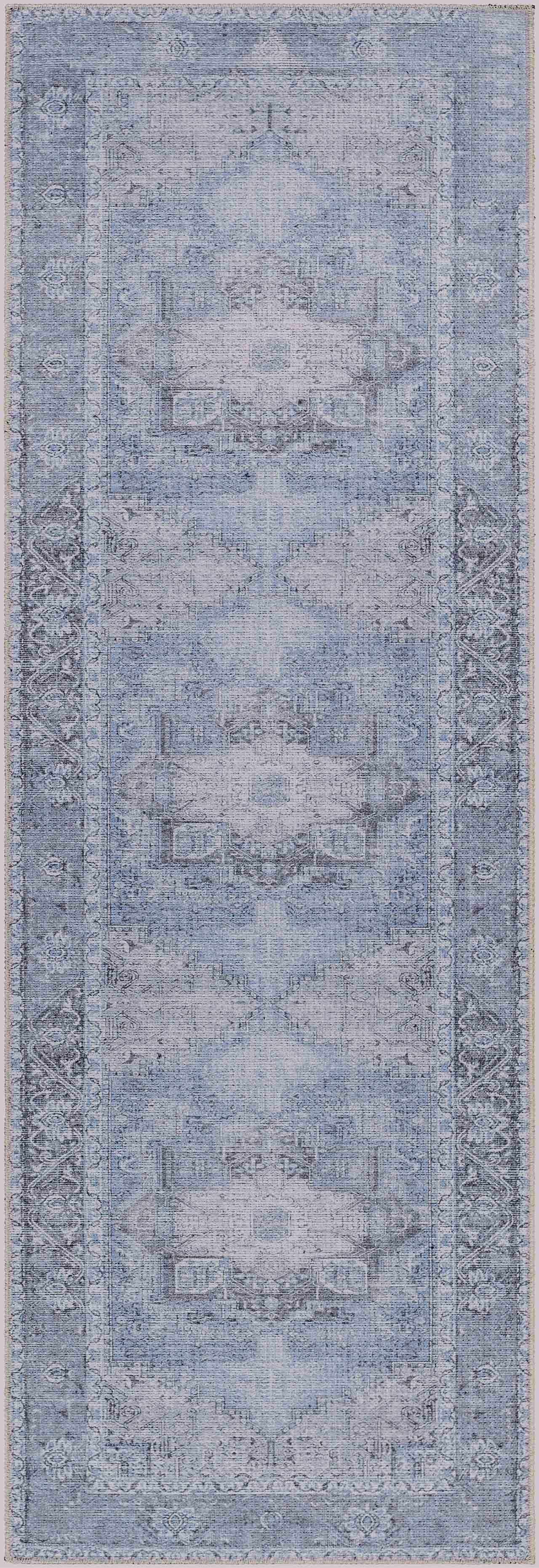 Ice Blue Flat Pile Washable Rug - Clearance - Image 10