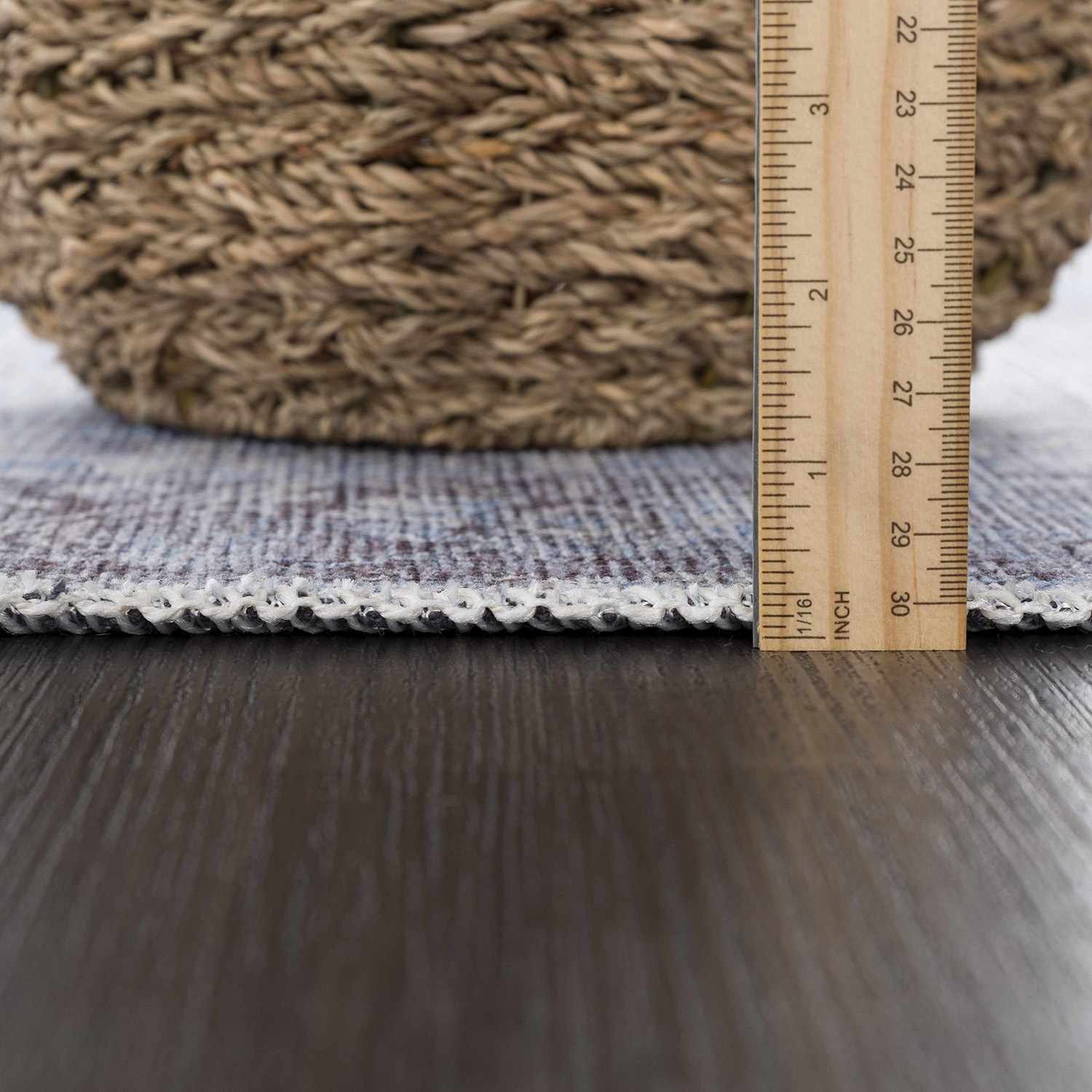Ice Blue Flat Pile Washable Rug - Clearance - Image 11