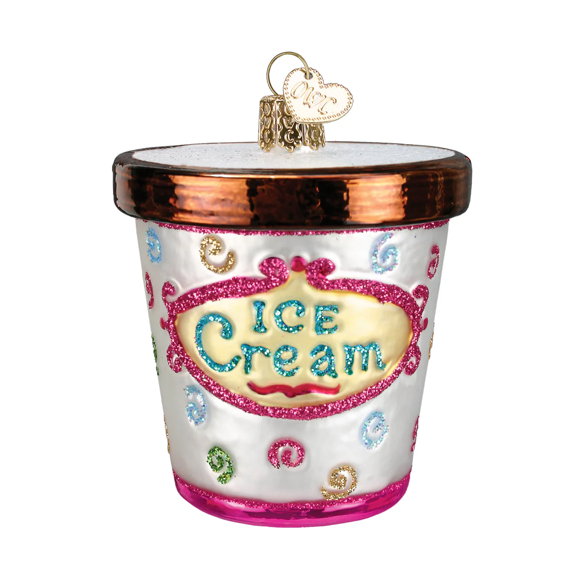 Ice Cream Carton Glass Ornament by Old World Christmas - Image 3