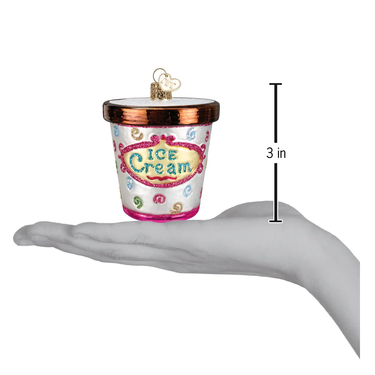 Ice Cream Carton Glass Ornament by Old World Christmas - Image 4