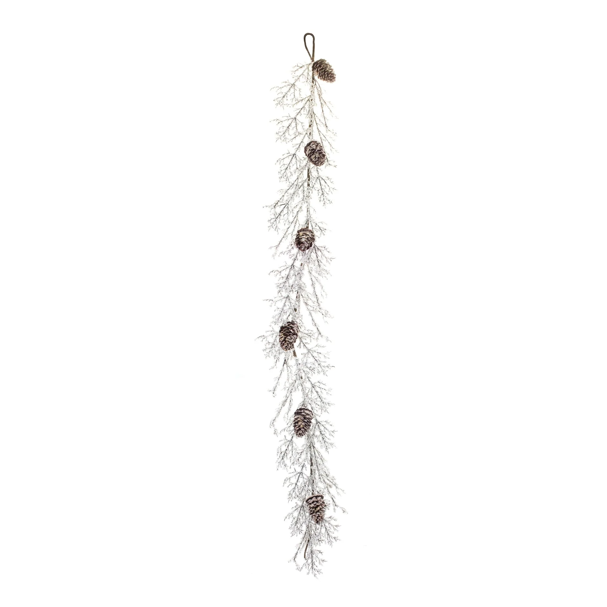 Iced Twig Garland with Pinecones 5'L - Image 2