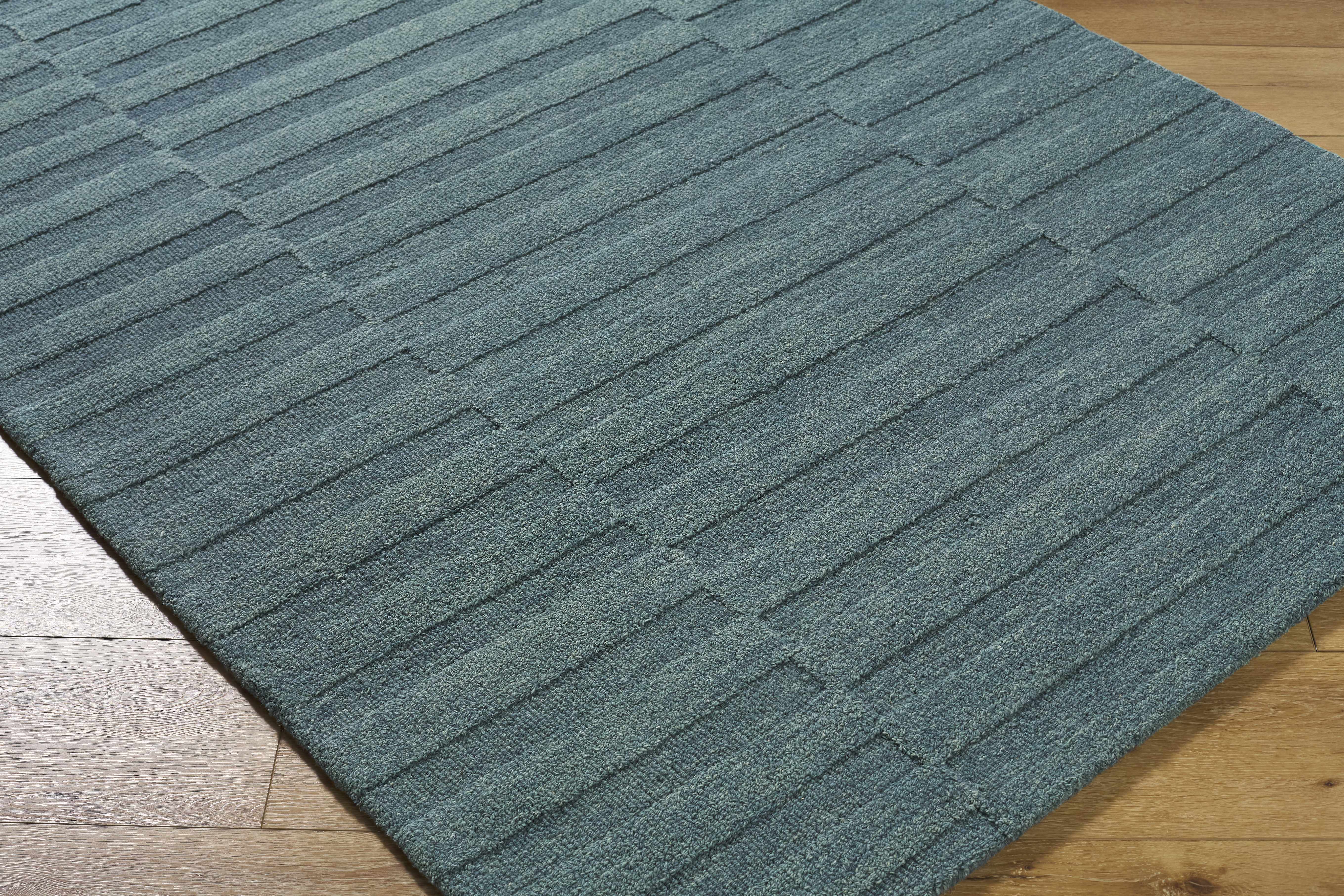 Idaho Broken-Stiped Petrol Blue Area Rug - Image 3