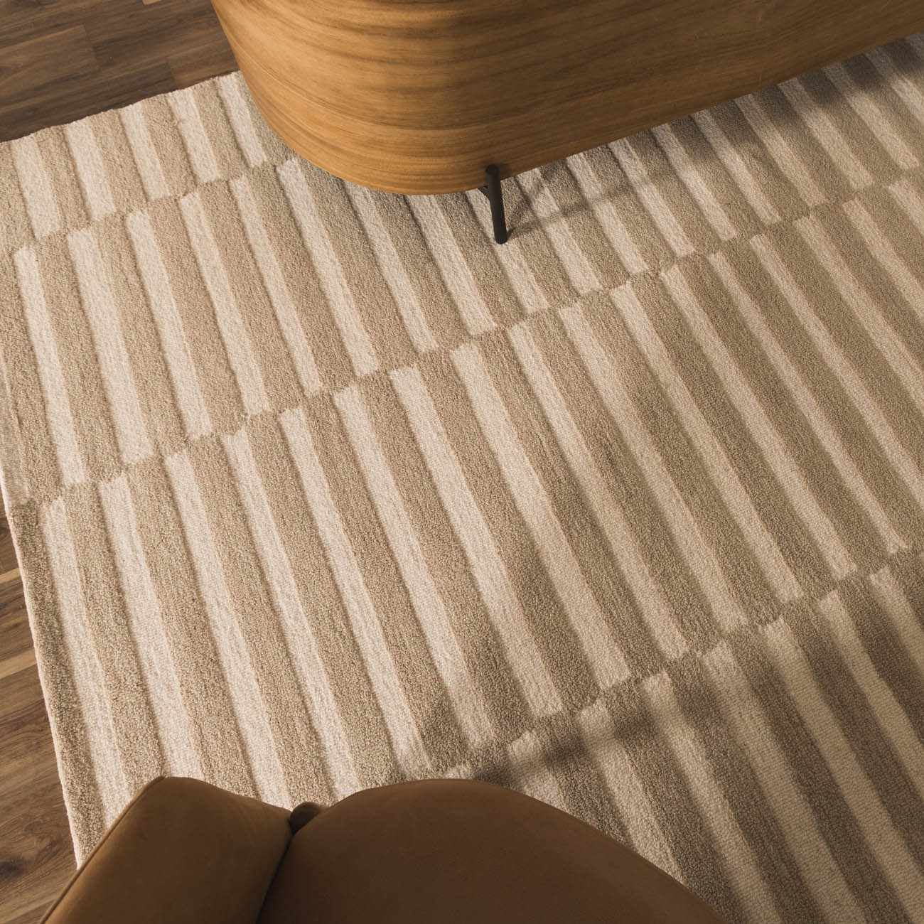 Idaho Broken-Striped Beige Area Rug - Image 3