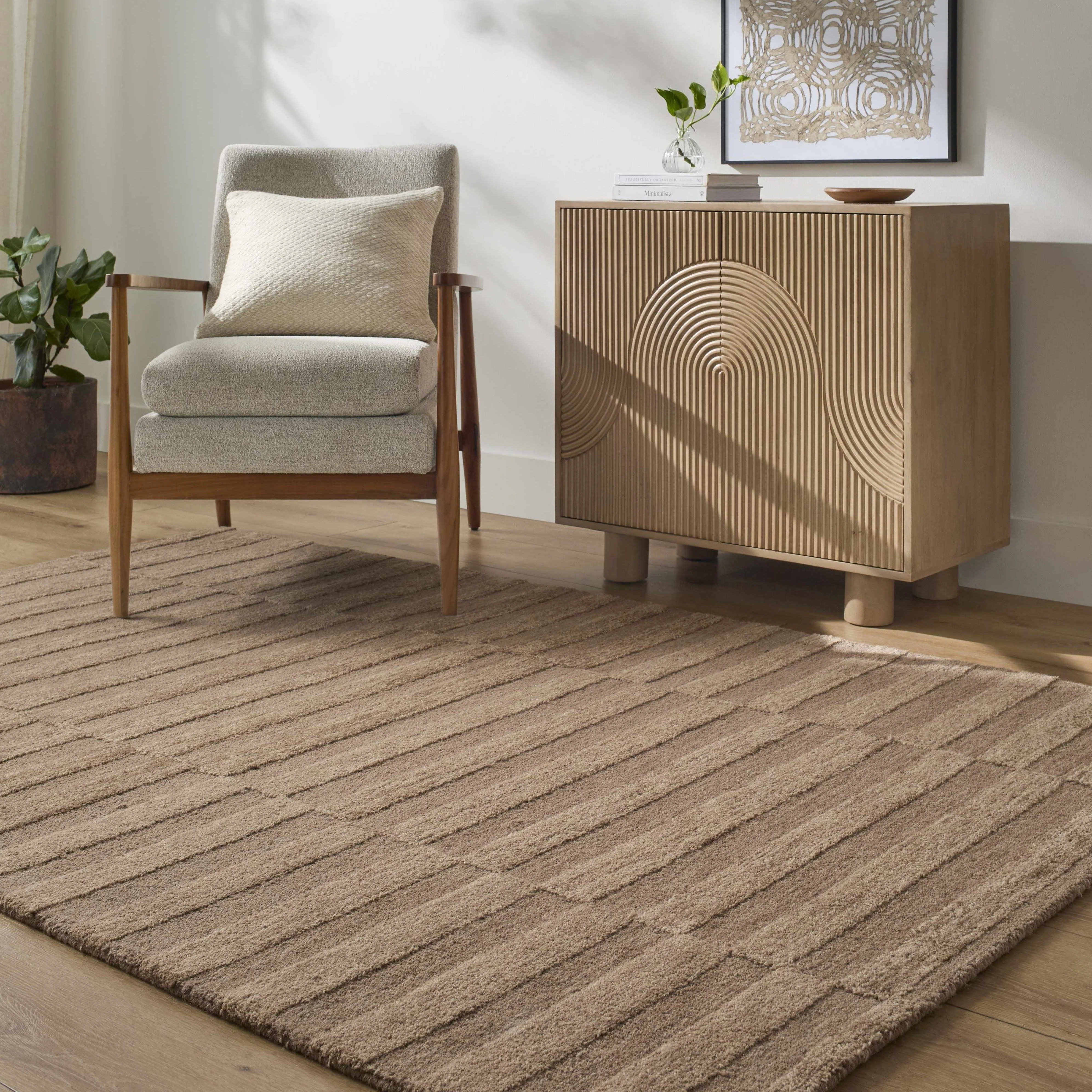 Idaho Broken-Striped Brown Area Rug - Image 2