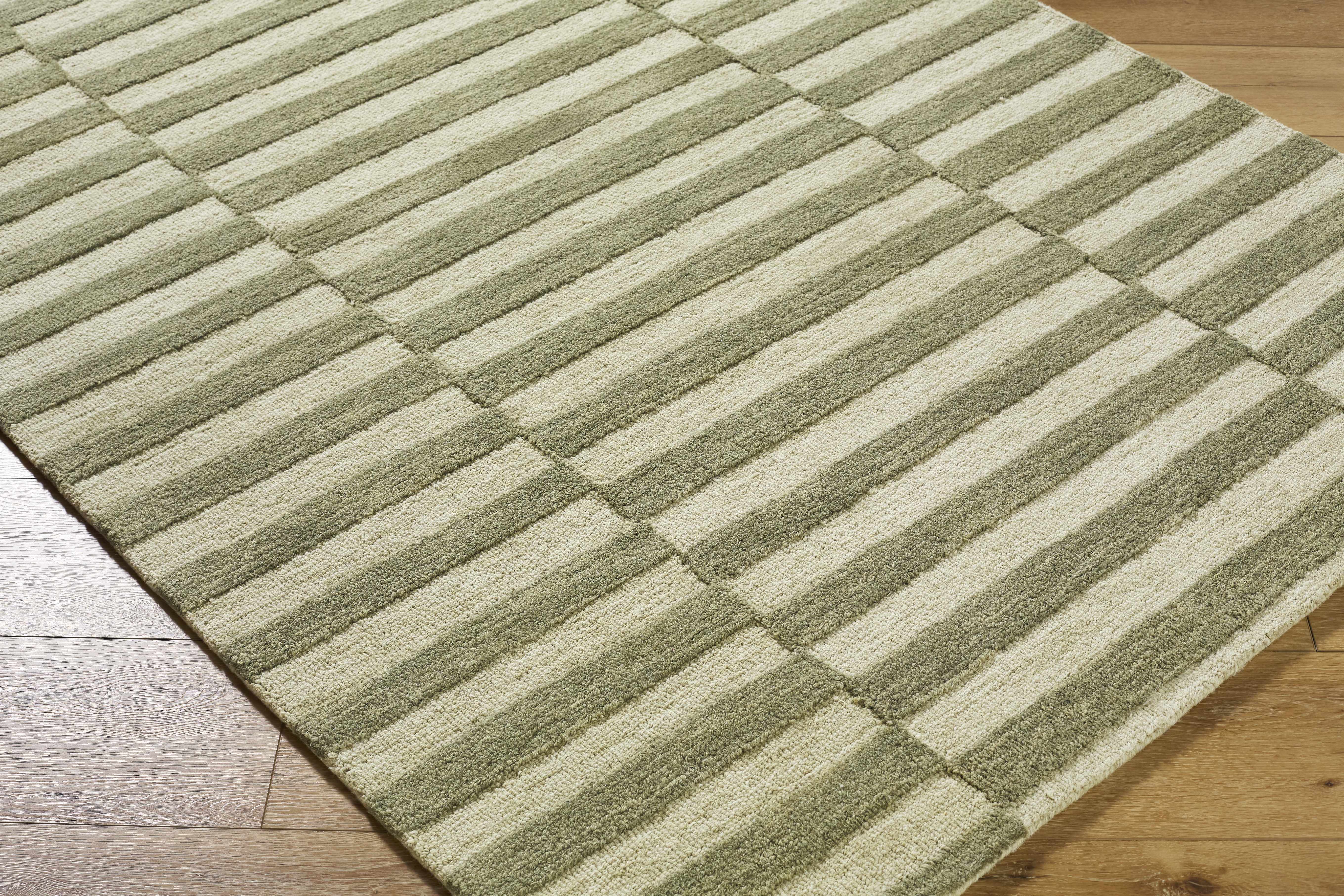 Idaho Broken-Striped Green Area Rug - Image 3